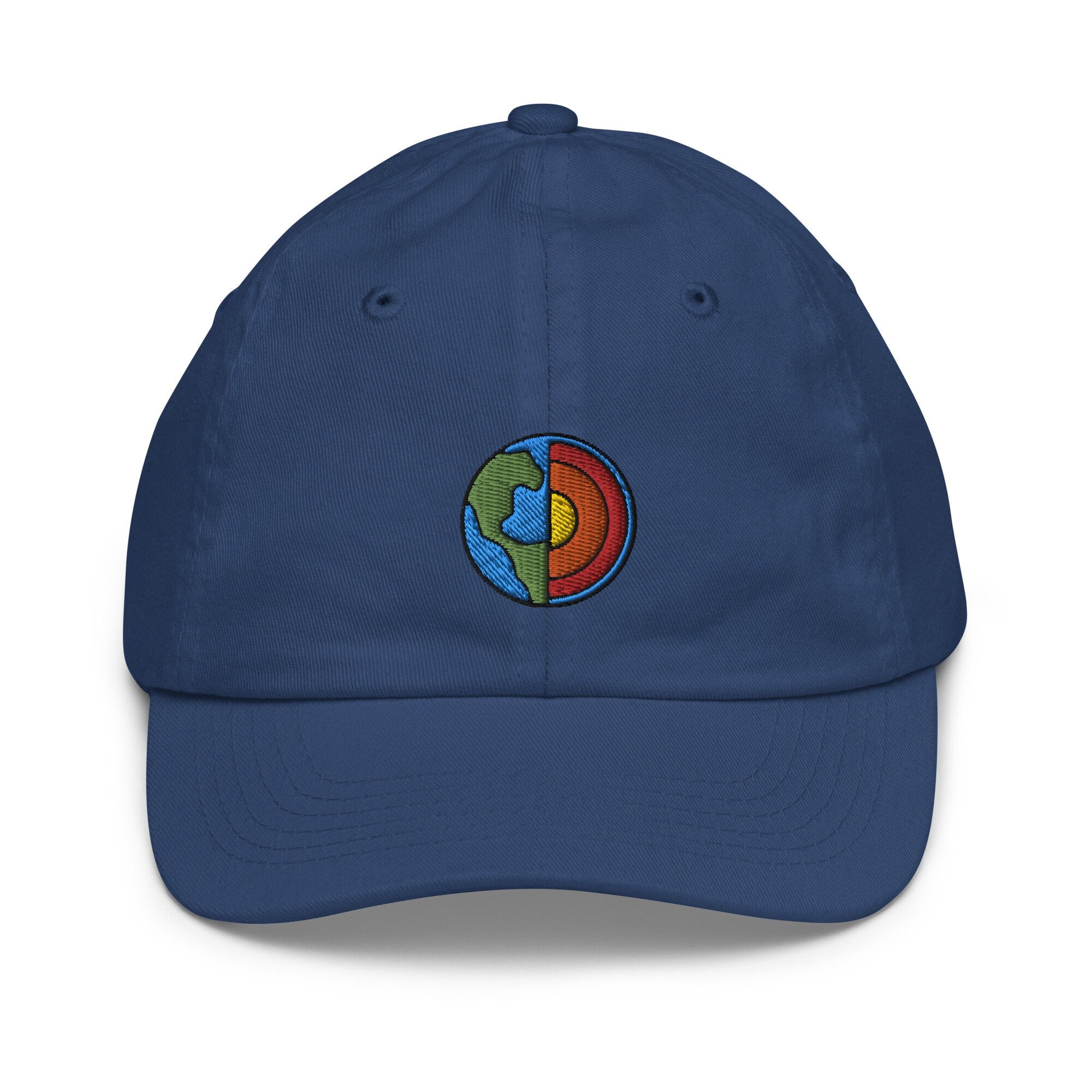 Earth Core Youth Baseball Cap, Handmade Kids Hat, Embroidered Childrens Hat Gift - Multiple Colors