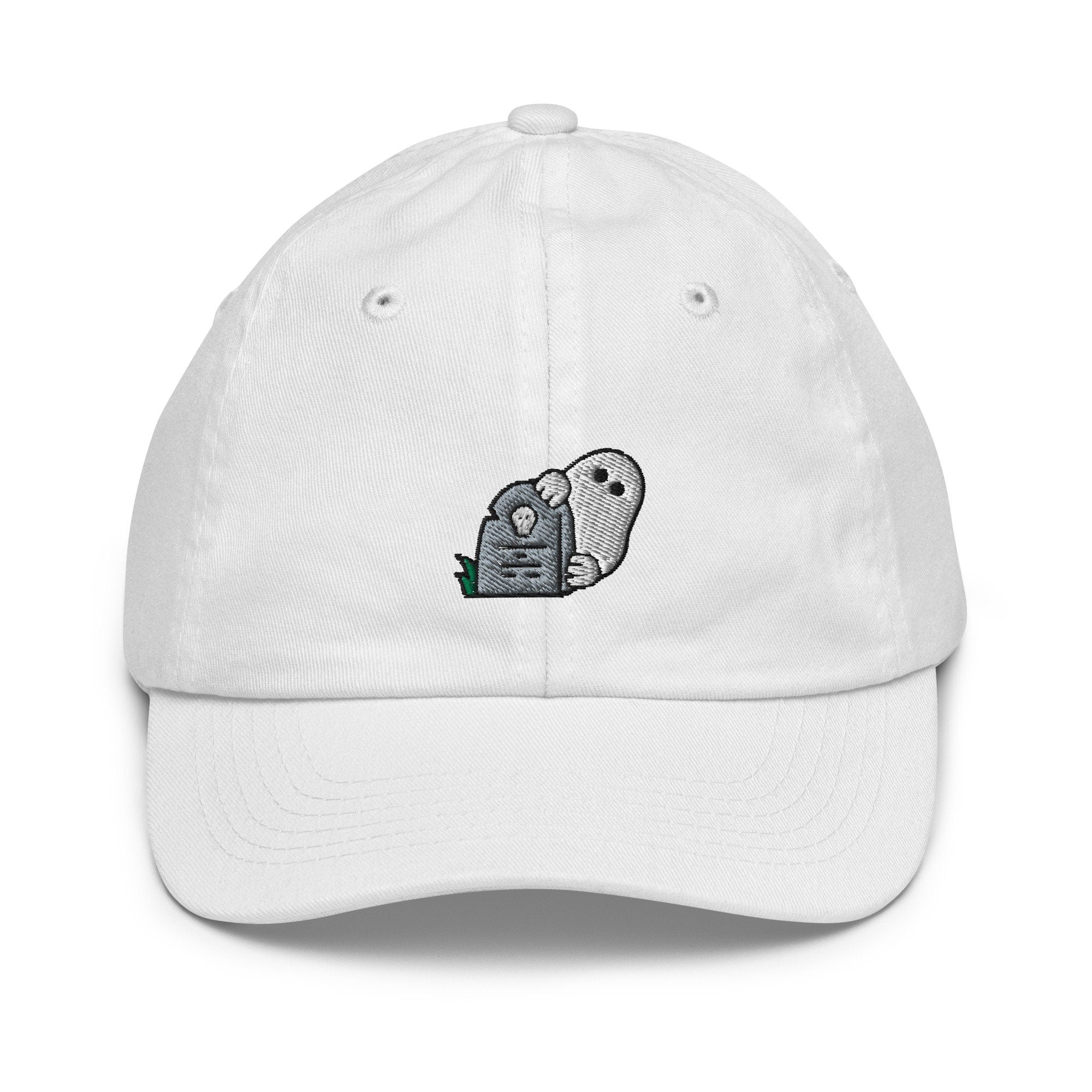 Ghost Youth Baseball Cap, Halloween Handmade Kids Hat, Embroidered Childrens Hat Gift - Multiple Colors