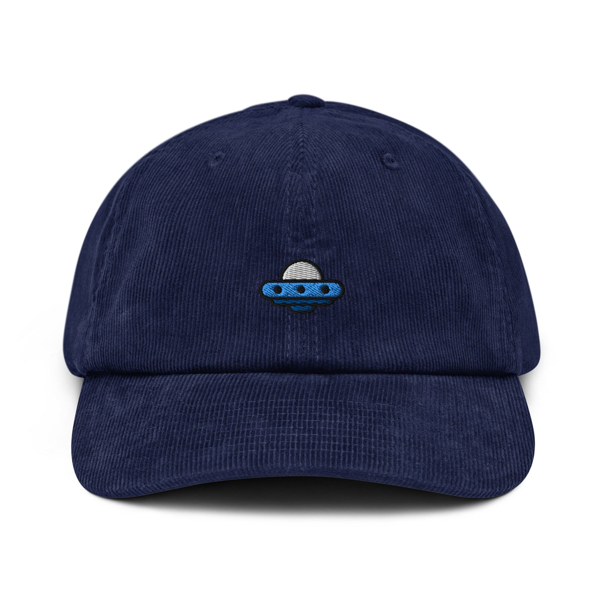 UFO Corduroy Hat, Handmade Embroidered Corduroy Dad Cap - Multiple Colors