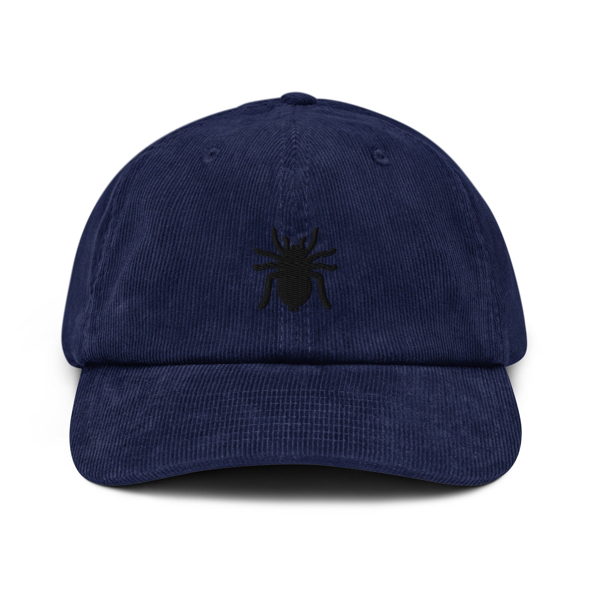 Spider Corduroy Hat, Handmade Embroidered Corduroy Dad Cap - Multiple Colors