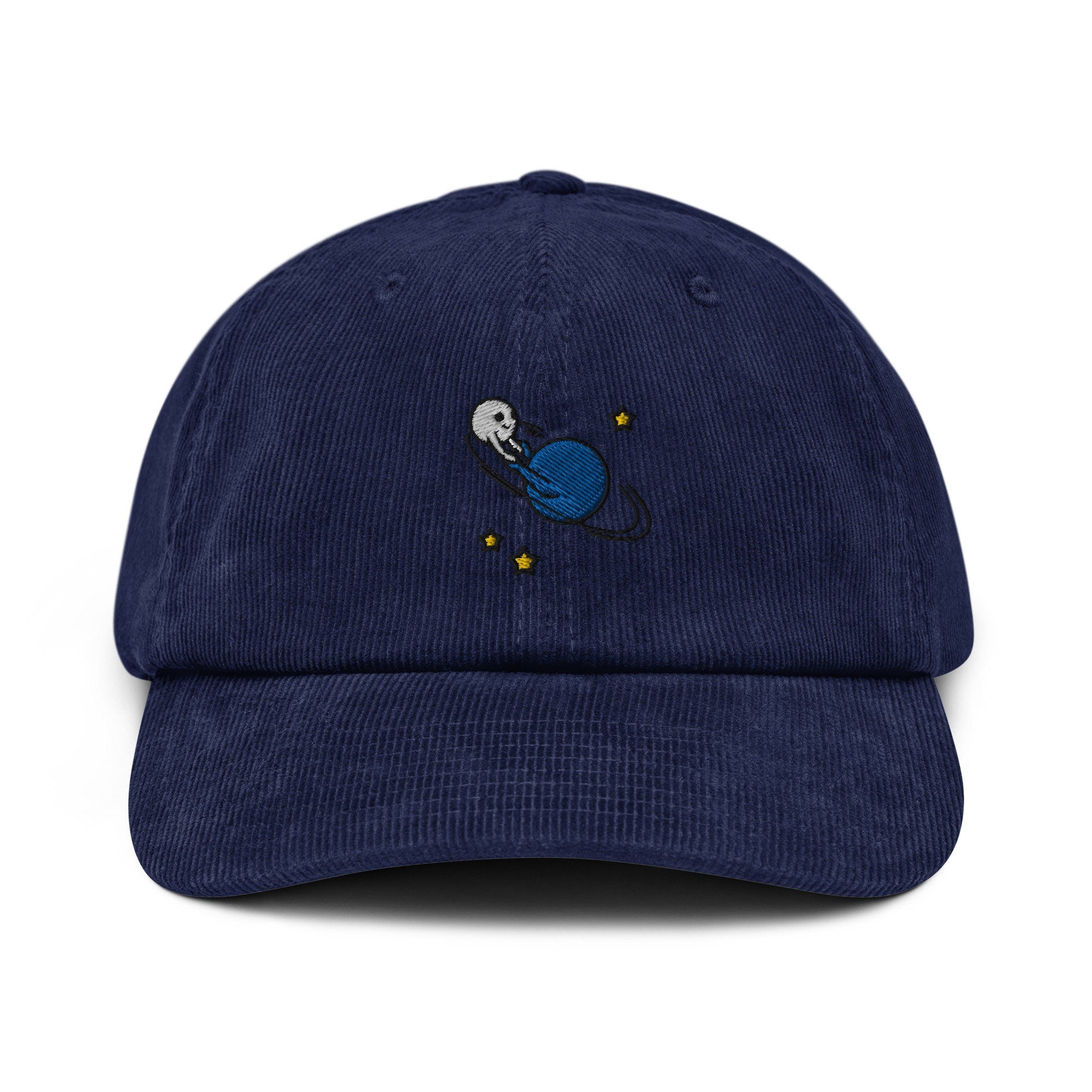 Planets Orbit Corduroy Hat, Handmade Embroidered Corduroy Dad Cap - Multiple Colors