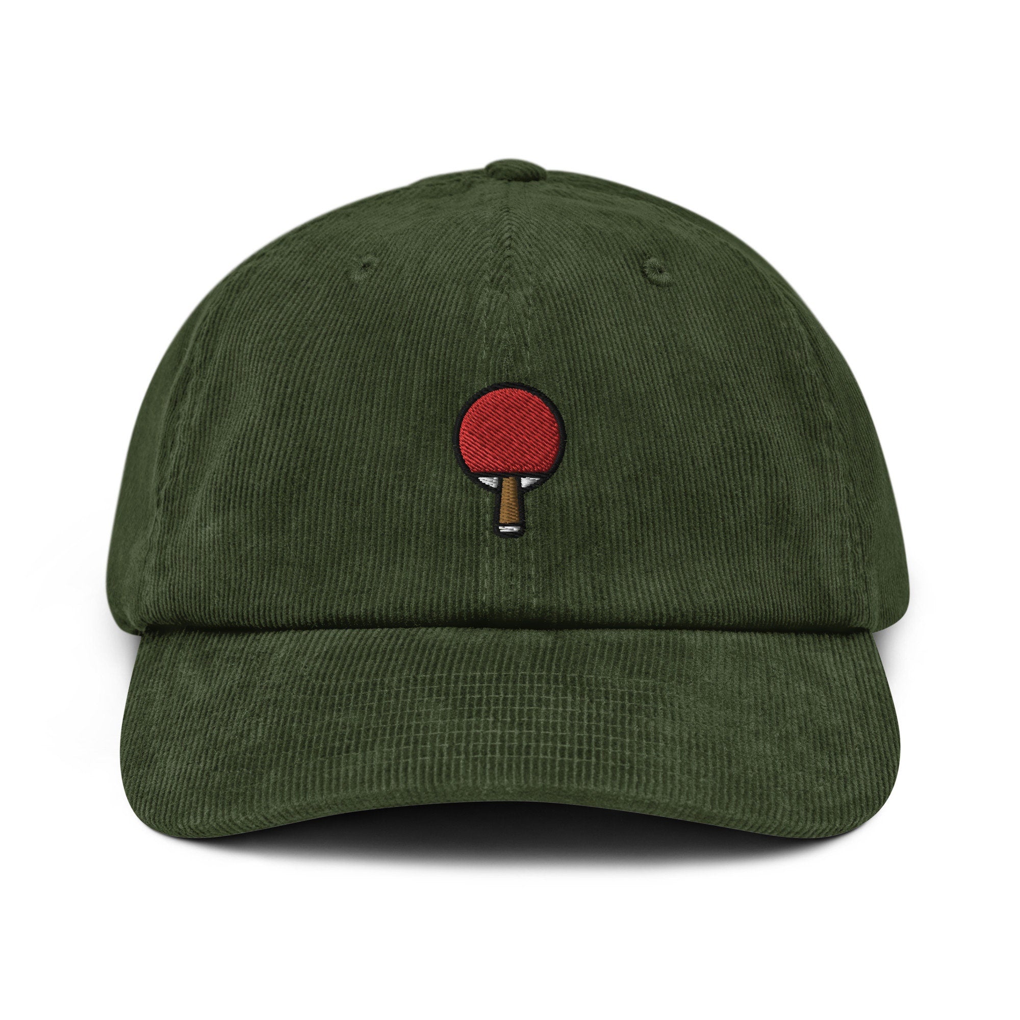 Ping Pong Paddle Corduroy Hat, Handmade Embroidered Corduroy Dad Cap - Multiple Colors
