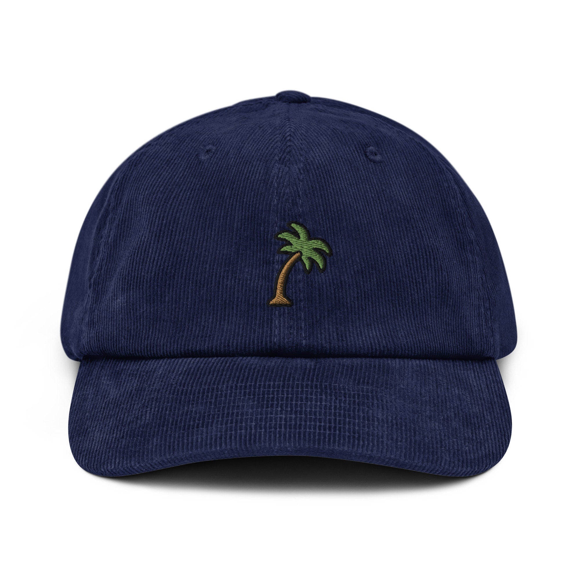 Palm Tree Corduroy Hat, Handmade Embroidered Corduroy Dad Cap - Multiple Colors