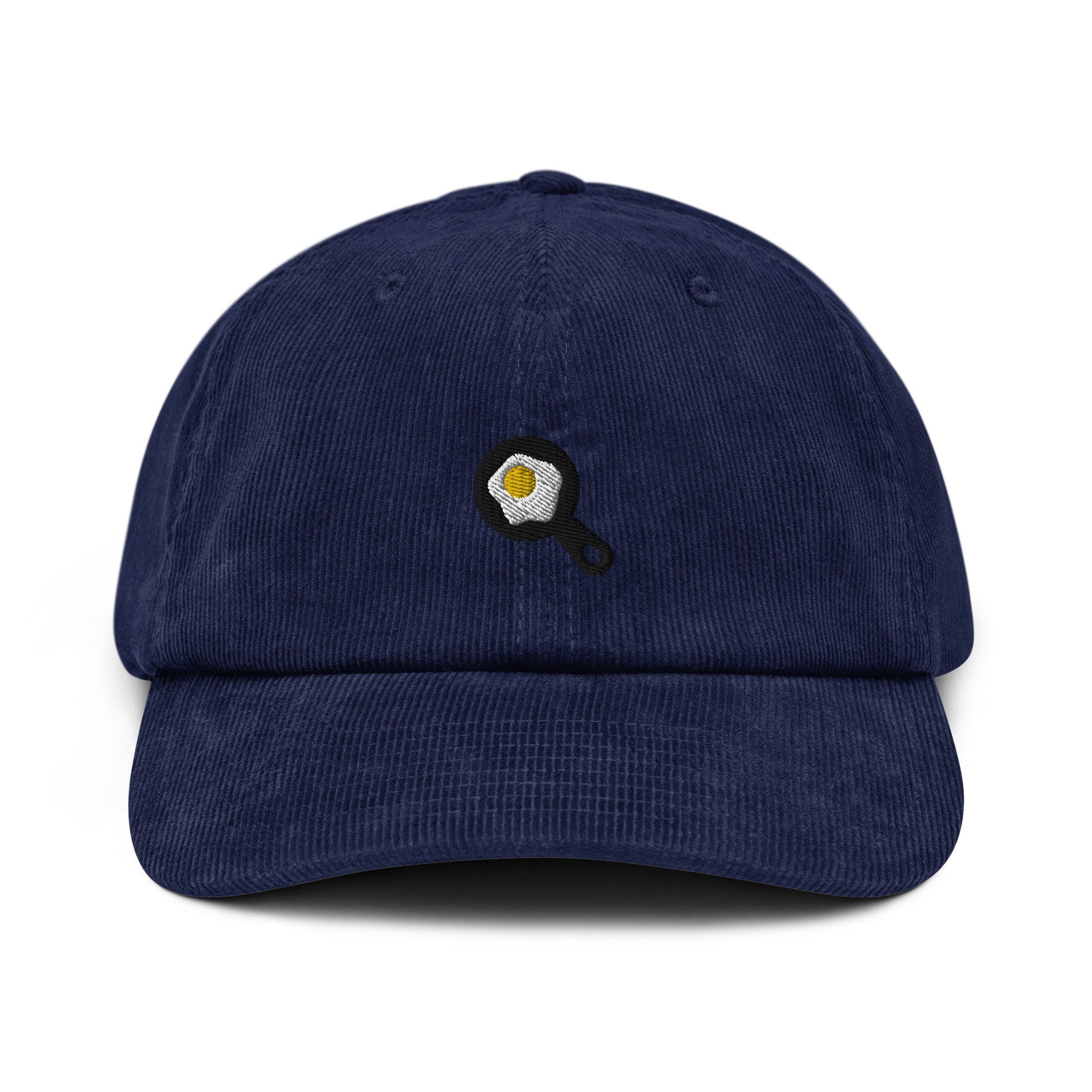 Fried Egg Corduroy Hat, Handmade Embroidered Corduroy Dad Cap - Multiple Colors