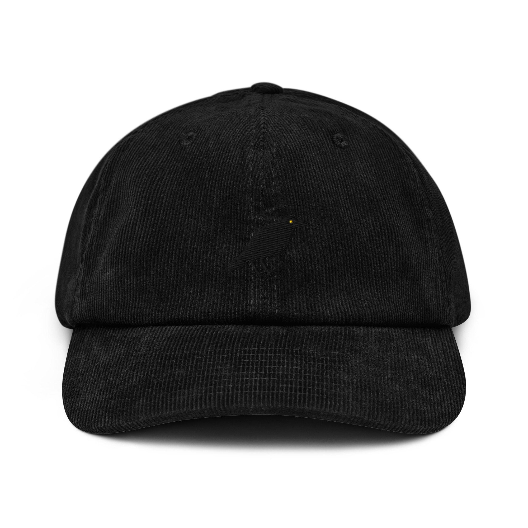 Crow Corduroy Hat, Handmade Embroidered Corduroy Dad Cap - Multiple Colors