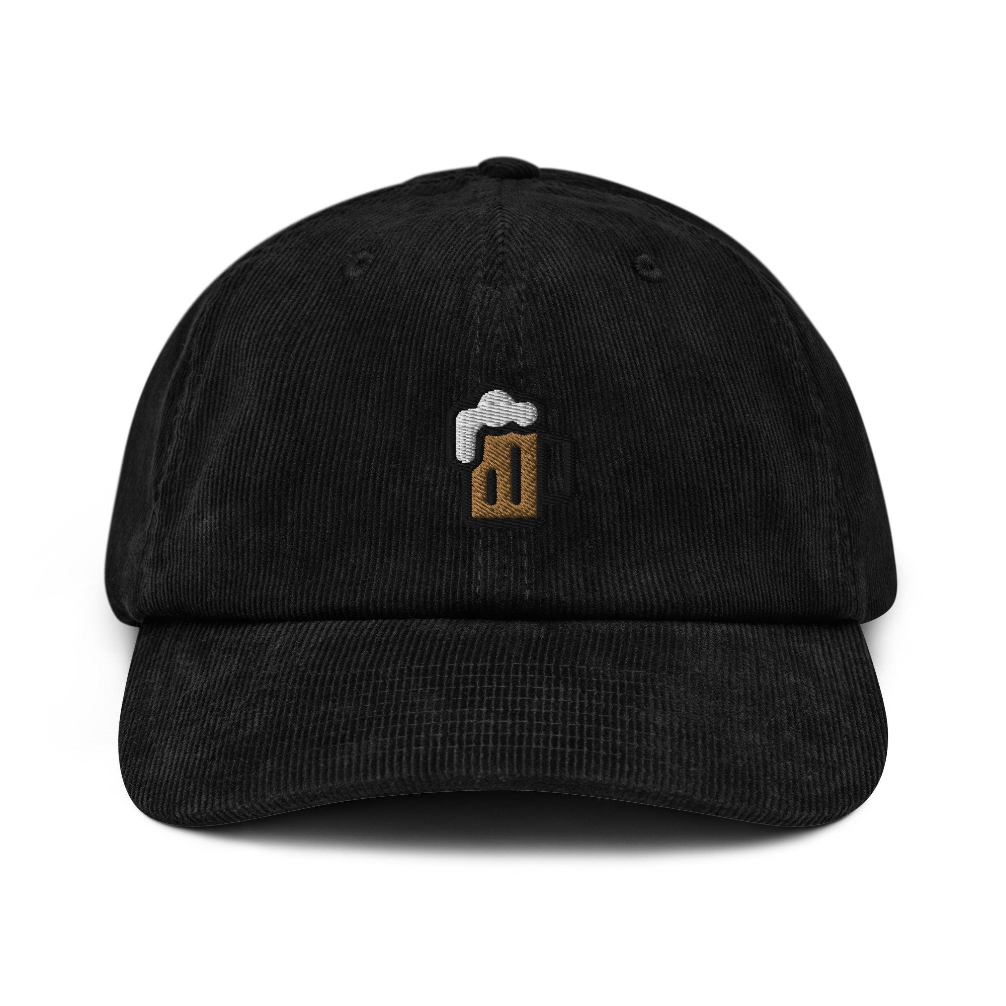 Beer Glass Corduroy Hat, Handmade Embroidered Corduroy Dad Cap - Multiple Colors