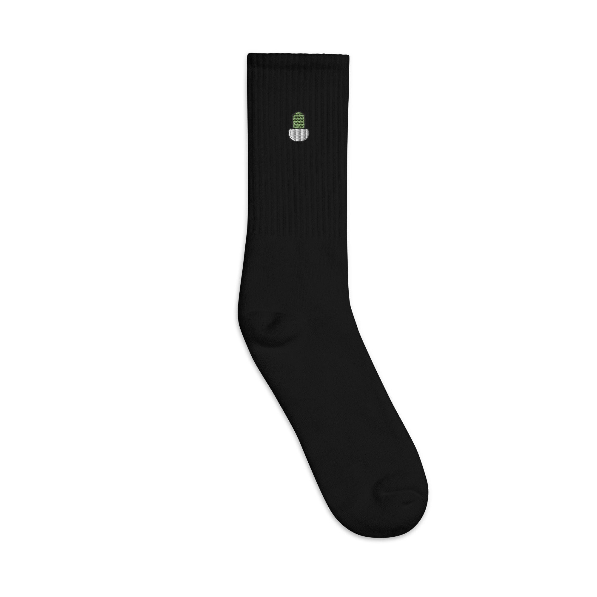 Cactus Embroidered Socks, Premium Embroidered Socks, Long Socks Gift - Multiple Colors