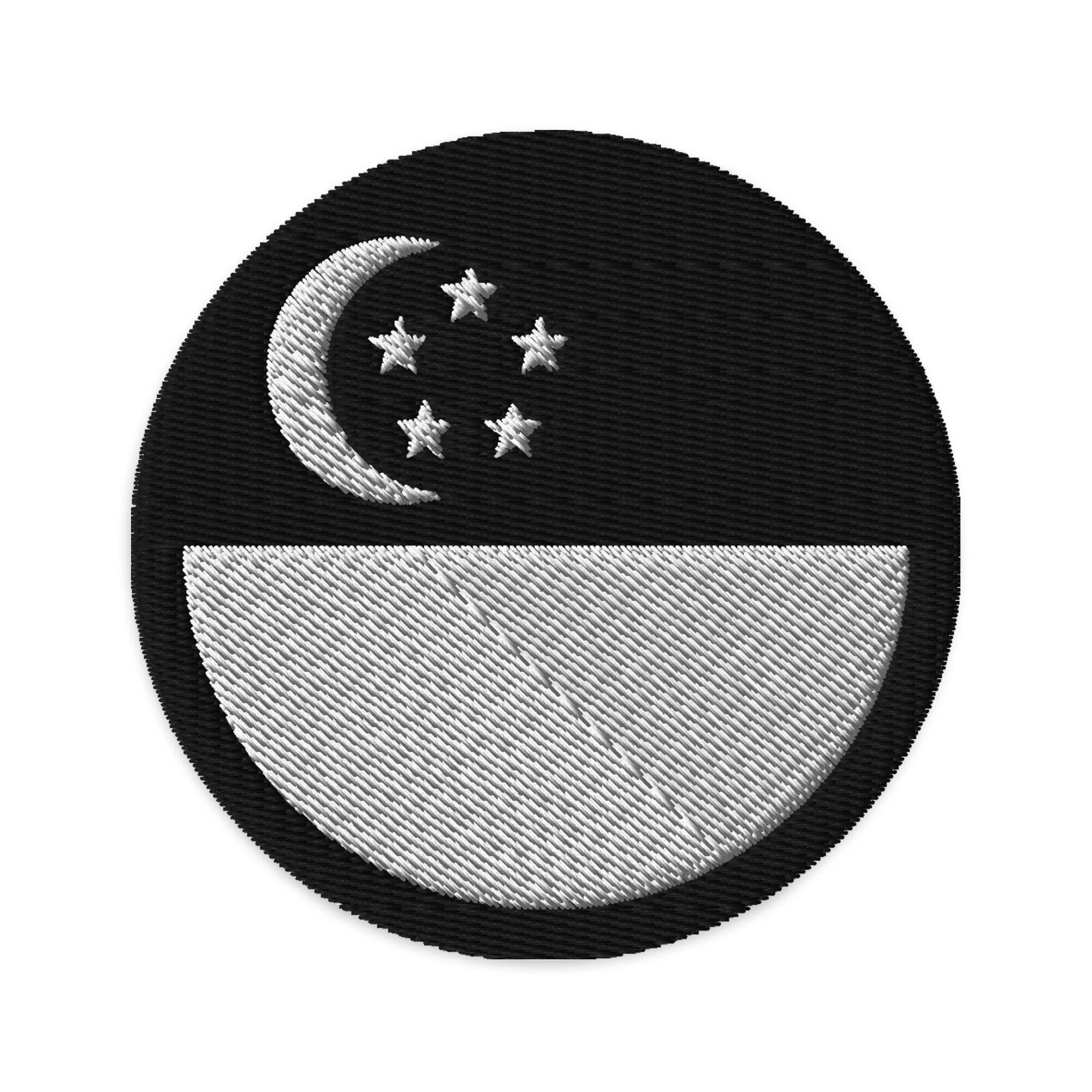 Singapore Embroidered Patch, 3" Singapore Flag Patch, Circular Singapore Patch Embroidery, Iron on/Sew on Patch Embroidery, Singapura