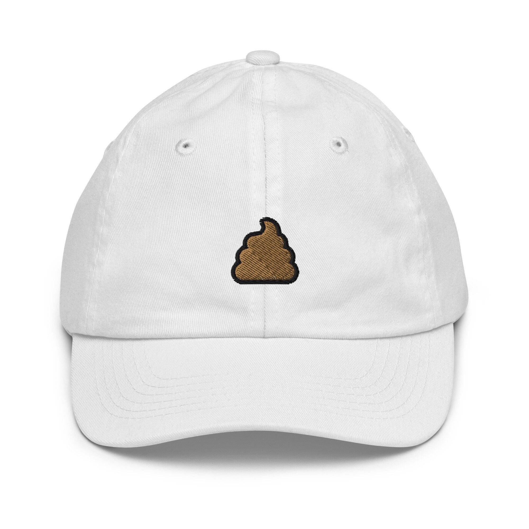 Poop Emoji Youth Baseball Cap, Handmade Kids Hat, Embroidered Childrens Hat Gift - Multiple Colors