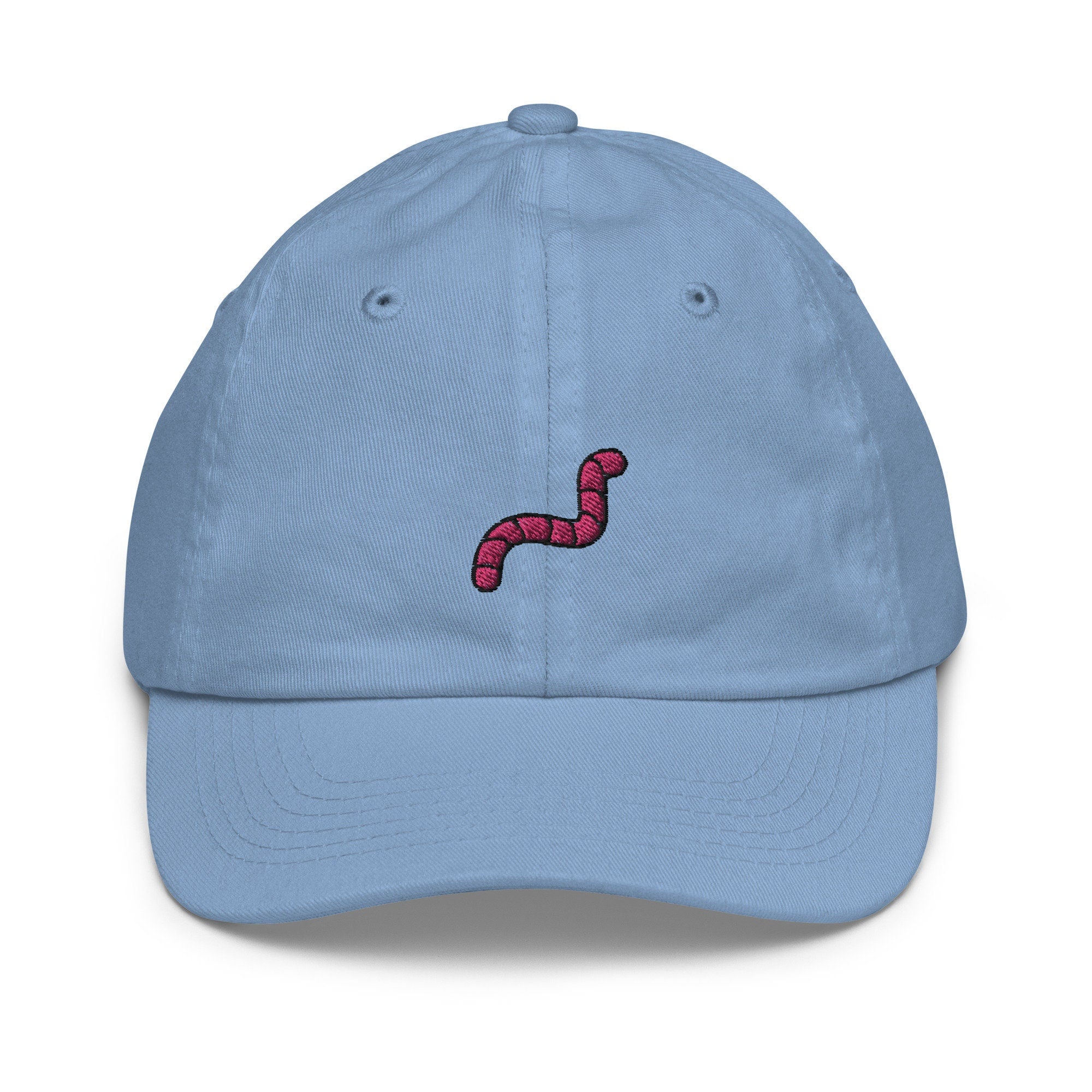 Worm Youth Baseball Cap, Handmade Kids Hat, Embroidered Childrens Hat Gift - Multiple Colors