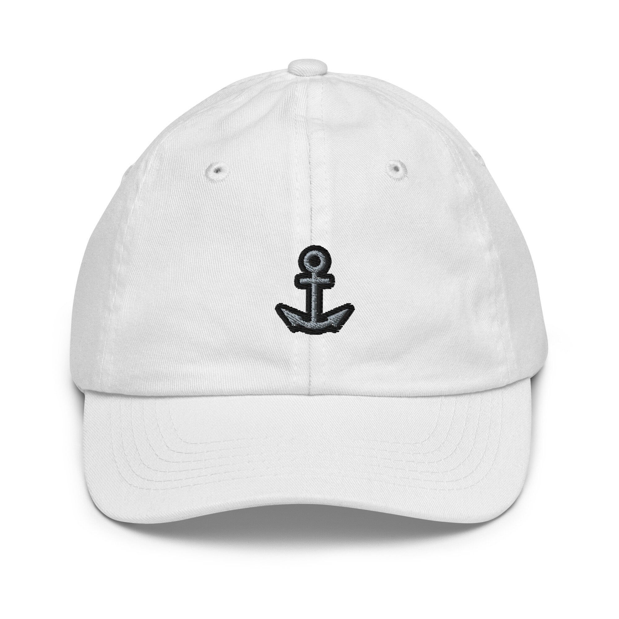 Anchor Youth Baseball Cap, Handmade Kids Hat, Embroidered Childrens Hat Gift - Multiple Colors