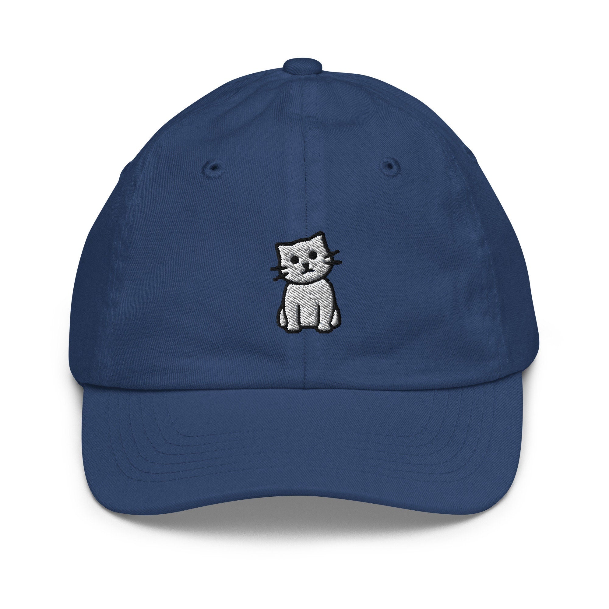 Cat Youth Baseball Cap, Handmade Kids Hat, Embroidered Childrens Hat Gift - Multiple Colors