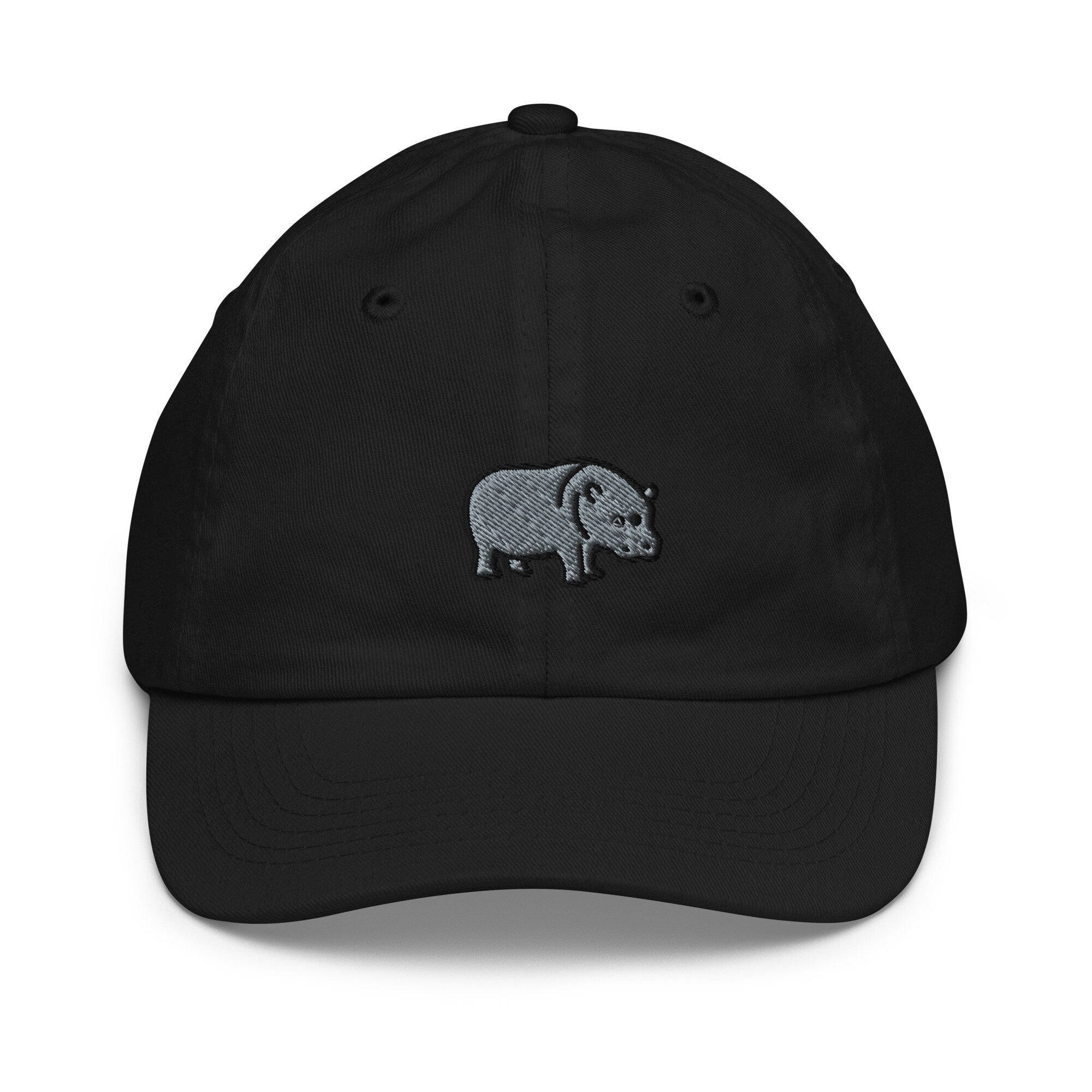 Hippo Youth Baseball Cap, Handmade Kids Hat, Embroidered Childrens Hat Gift - Multiple Colors