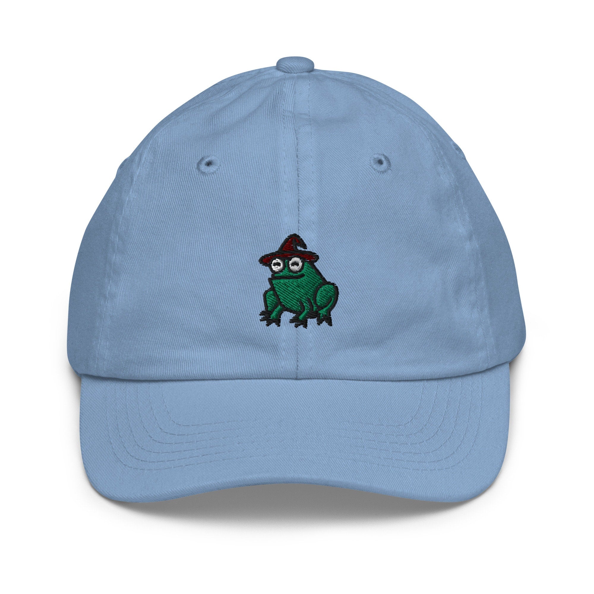 Wizard Frog Youth Baseball Cap, Handmade Kids Hat, Embroidered Childrens Hat Gift - Multiple Colors