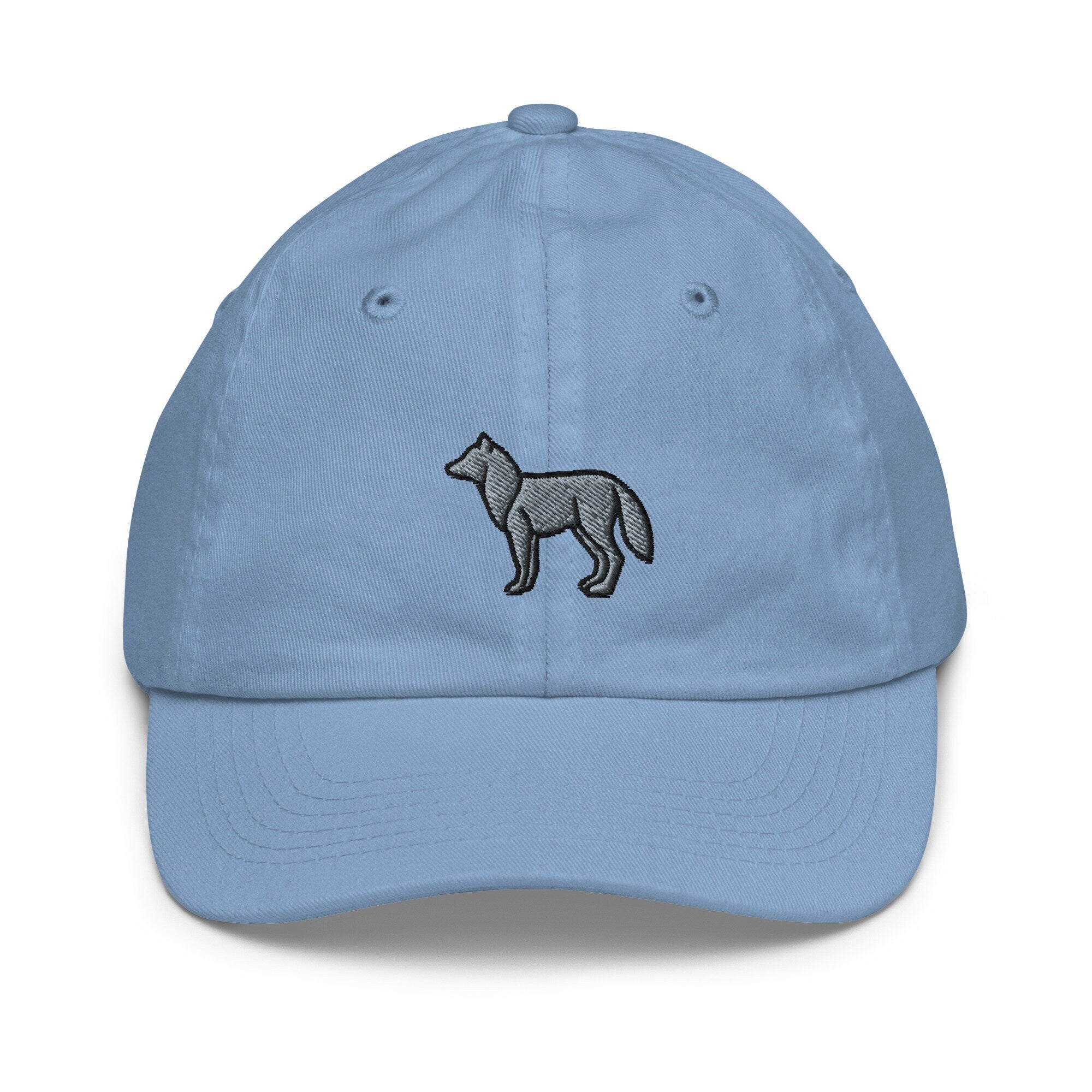 Wolf Youth Baseball Cap, Handmade Kids Hat, Embroidered Childrens Hat Gift - Multiple Colors