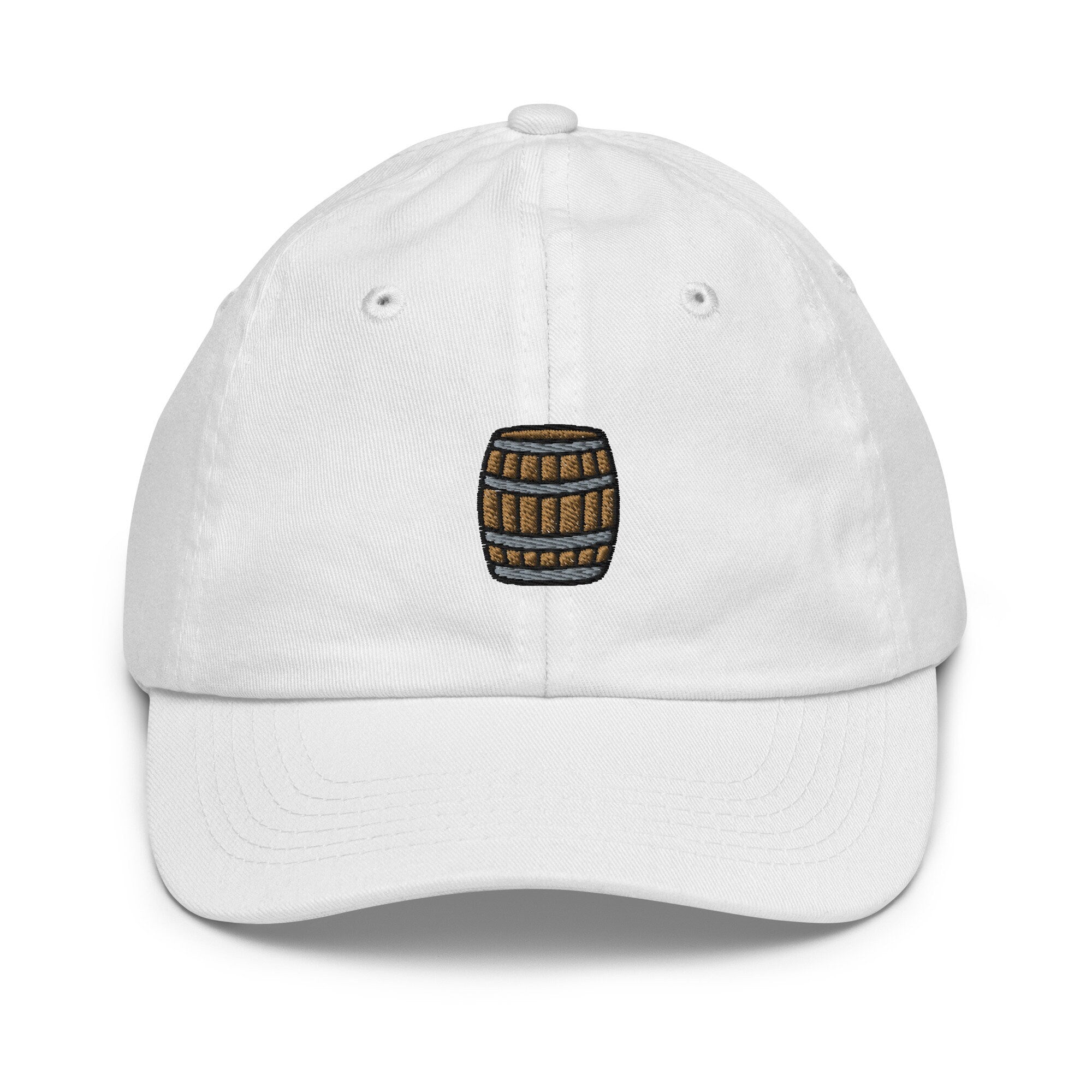 Wooden Barrel Youth Baseball Cap, Handmade Kids Hat, Embroidered Childrens Hat Gift - Multiple Colors