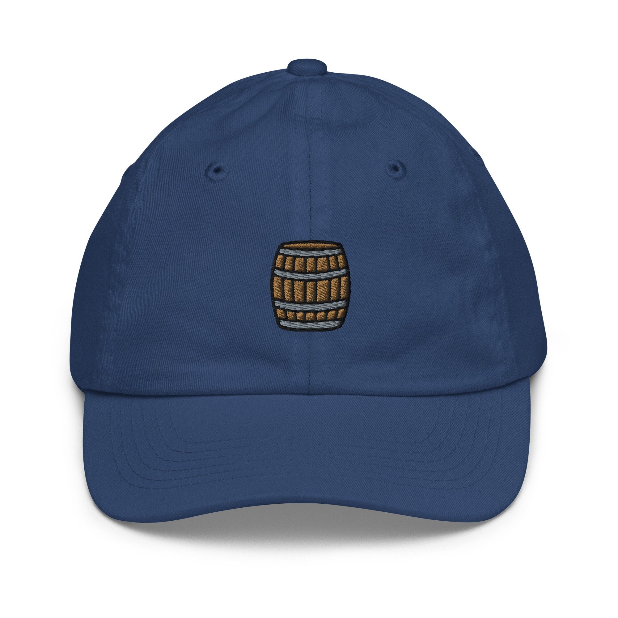 Wooden Barrel Youth Baseball Cap, Handmade Kids Hat, Embroidered Childrens Hat Gift - Multiple Colors