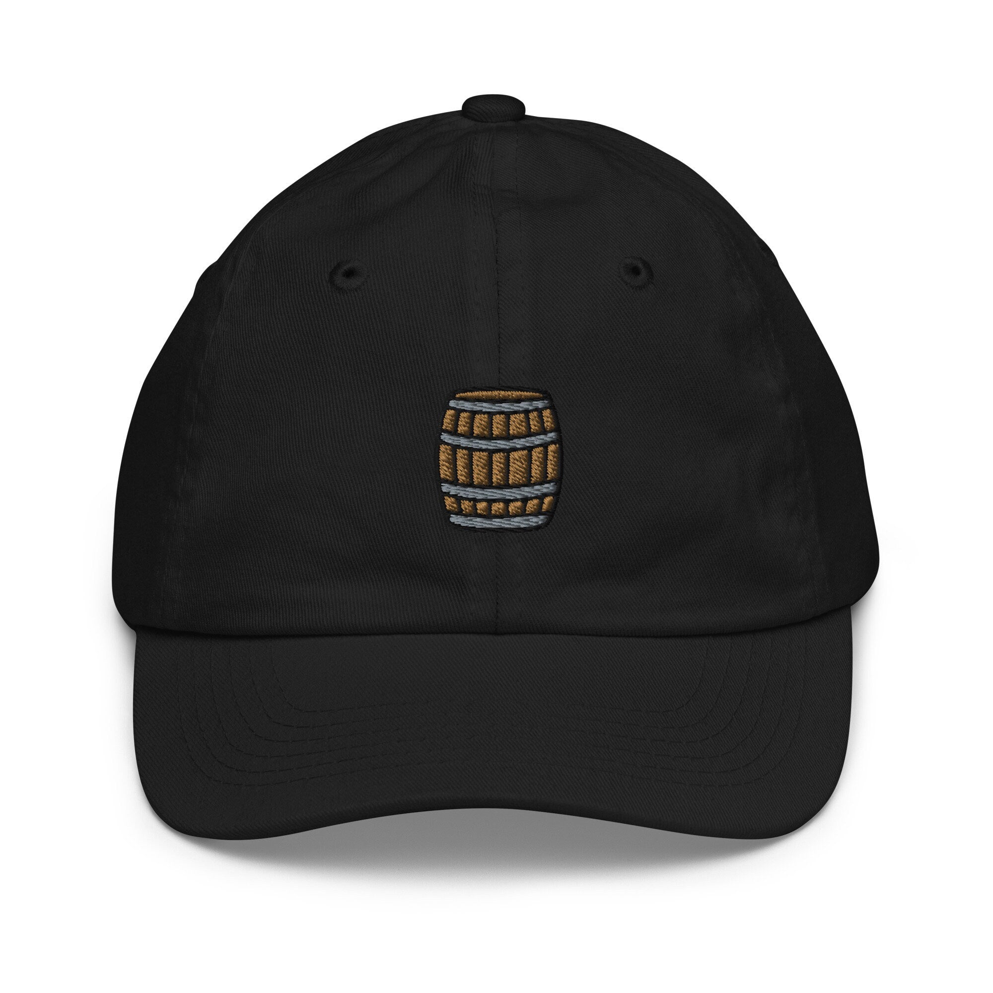 Wooden Barrel Youth Baseball Cap, Handmade Kids Hat, Embroidered Childrens Hat Gift - Multiple Colors