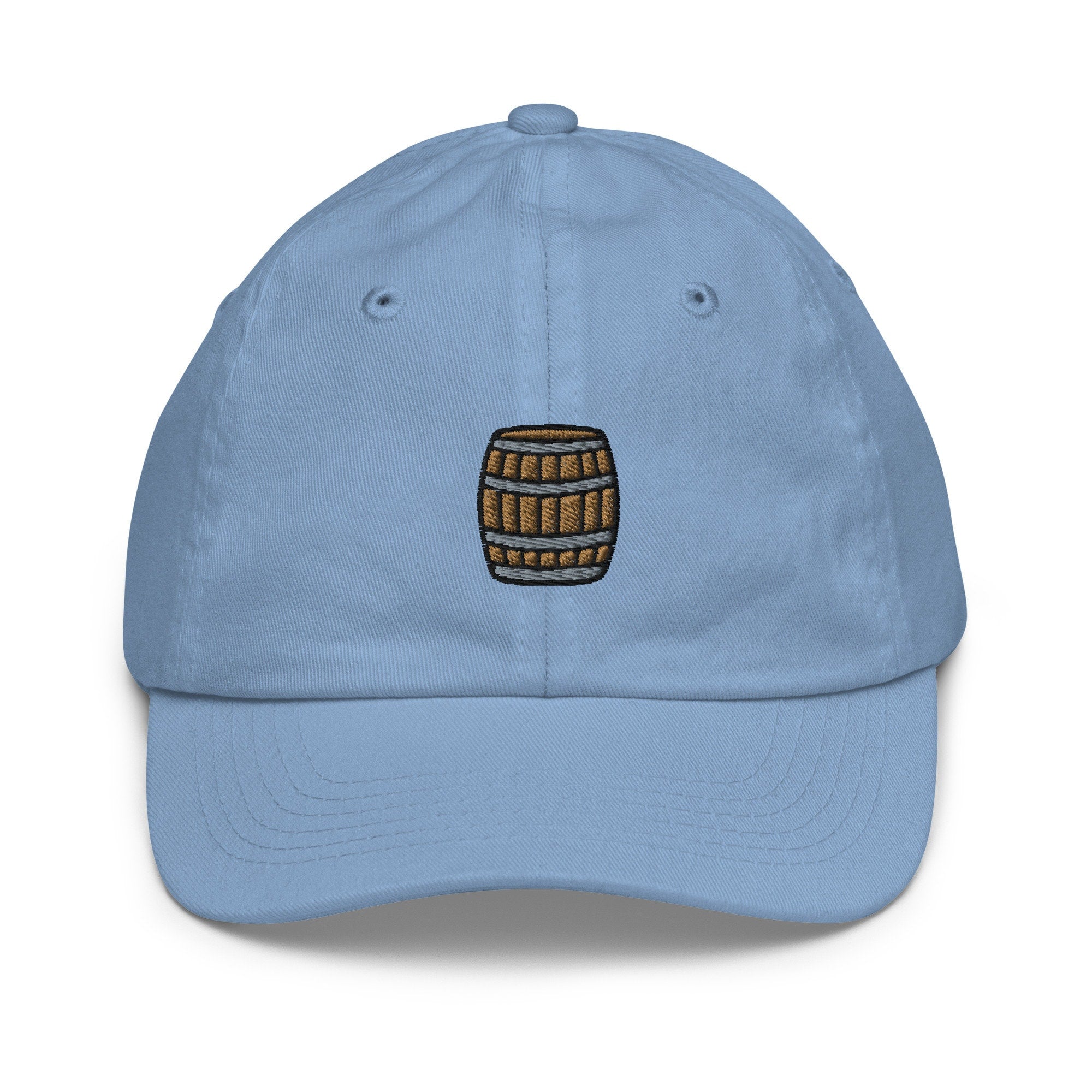 Wooden Barrel Youth Baseball Cap, Handmade Kids Hat, Embroidered Childrens Hat Gift - Multiple Colors