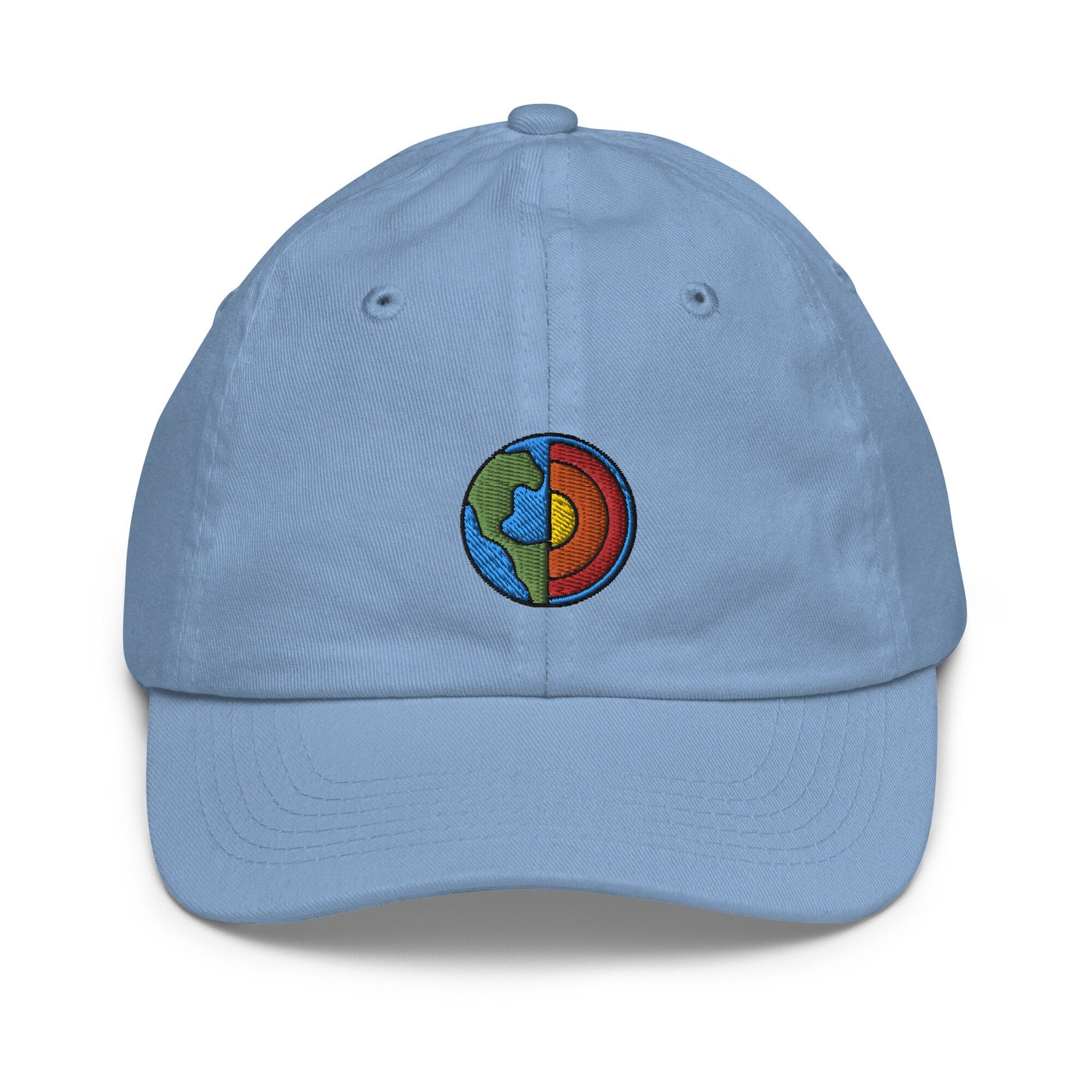 Earth Core Youth Baseball Cap, Handmade Kids Hat, Embroidered Childrens Hat Gift - Multiple Colors