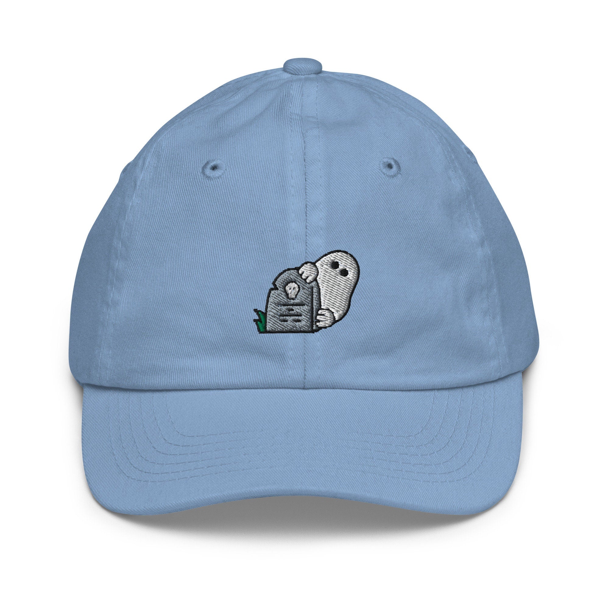 Ghost Youth Baseball Cap, Halloween Handmade Kids Hat, Embroidered Childrens Hat Gift - Multiple Colors