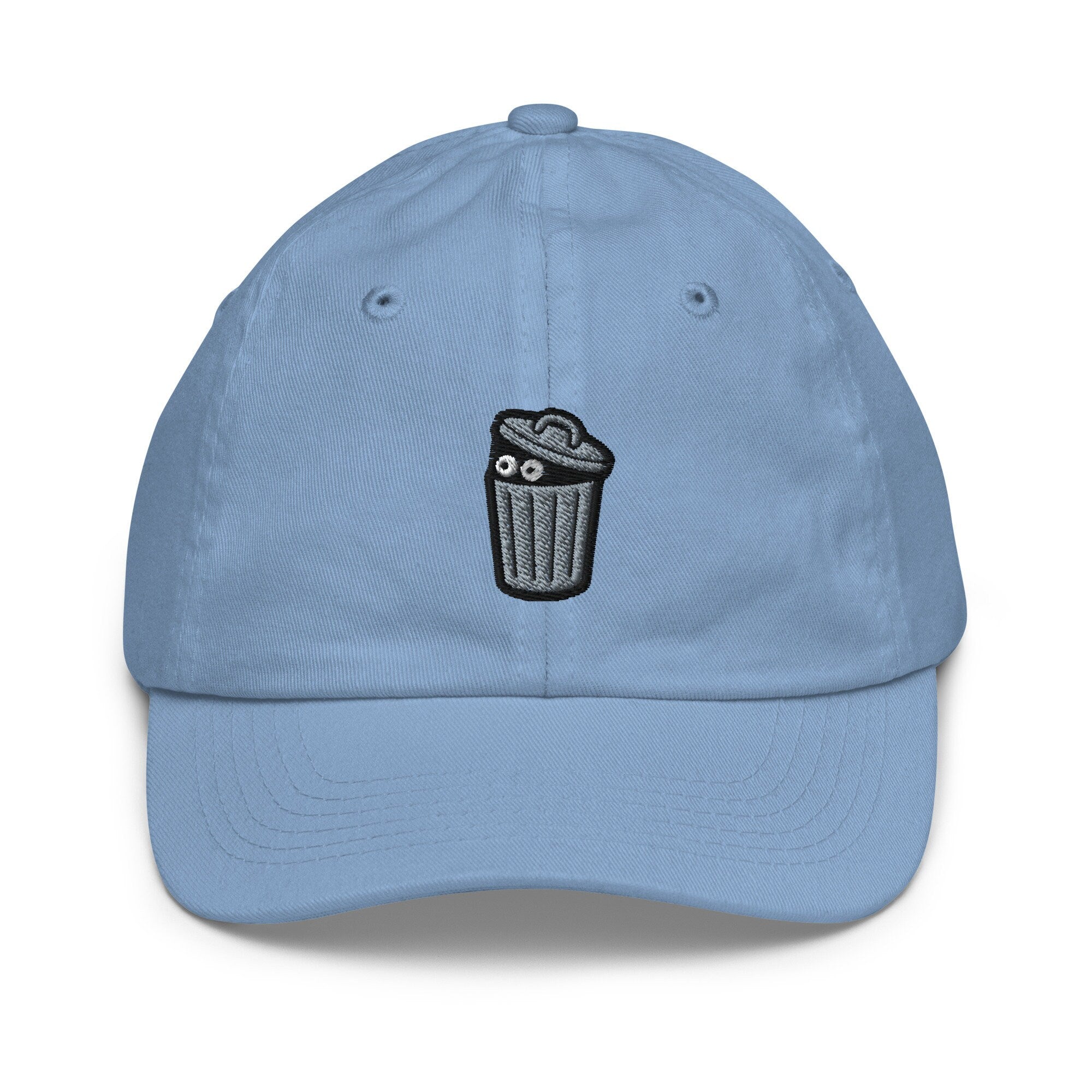 Trash Can Monster Youth Baseball Cap, Handmade Kids Hat, Embroidered Childrens Hat Gift - Multiple Colors