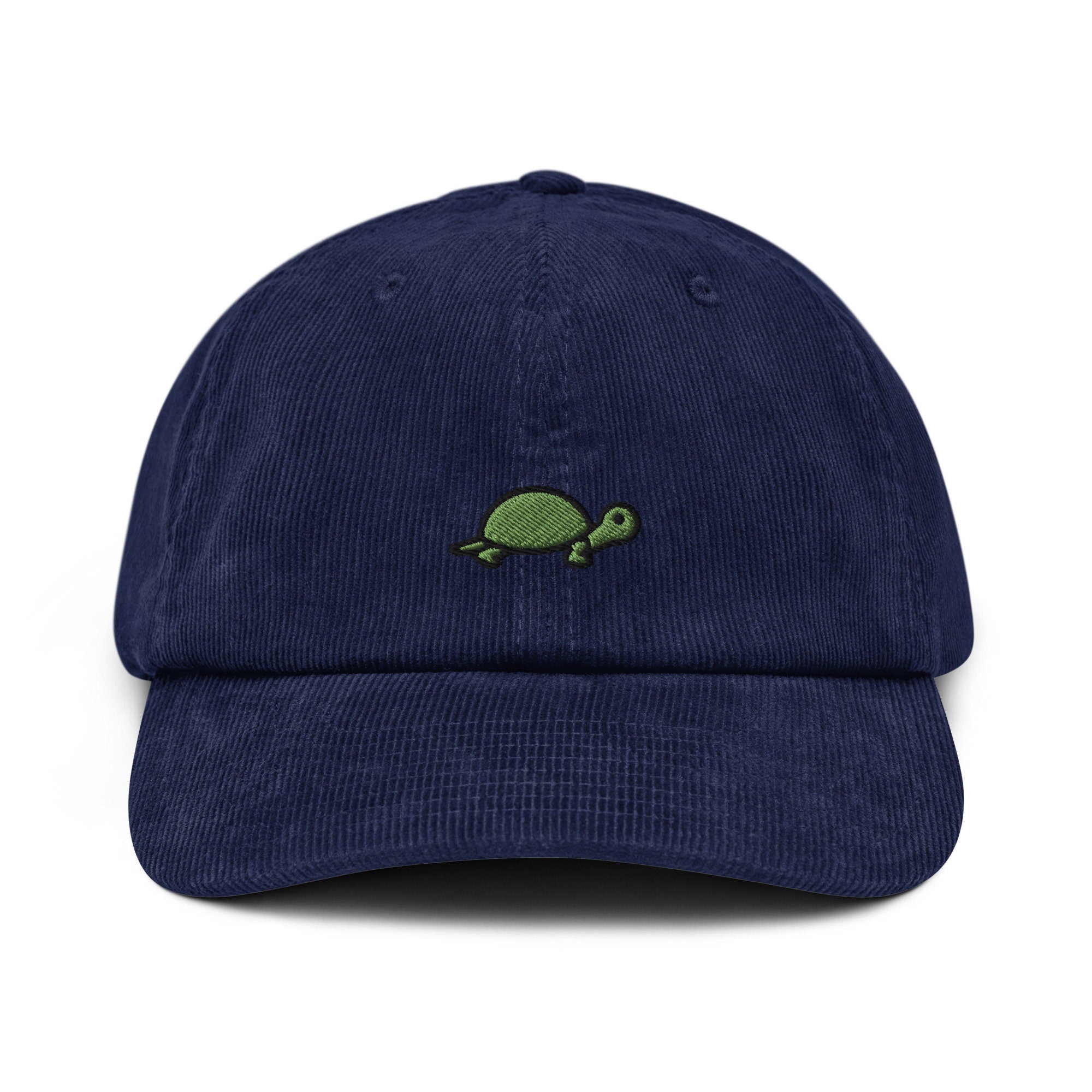 Turtle Corduroy Hat, Handmade Embroidered Corduroy Dad Cap - Multiple Colors