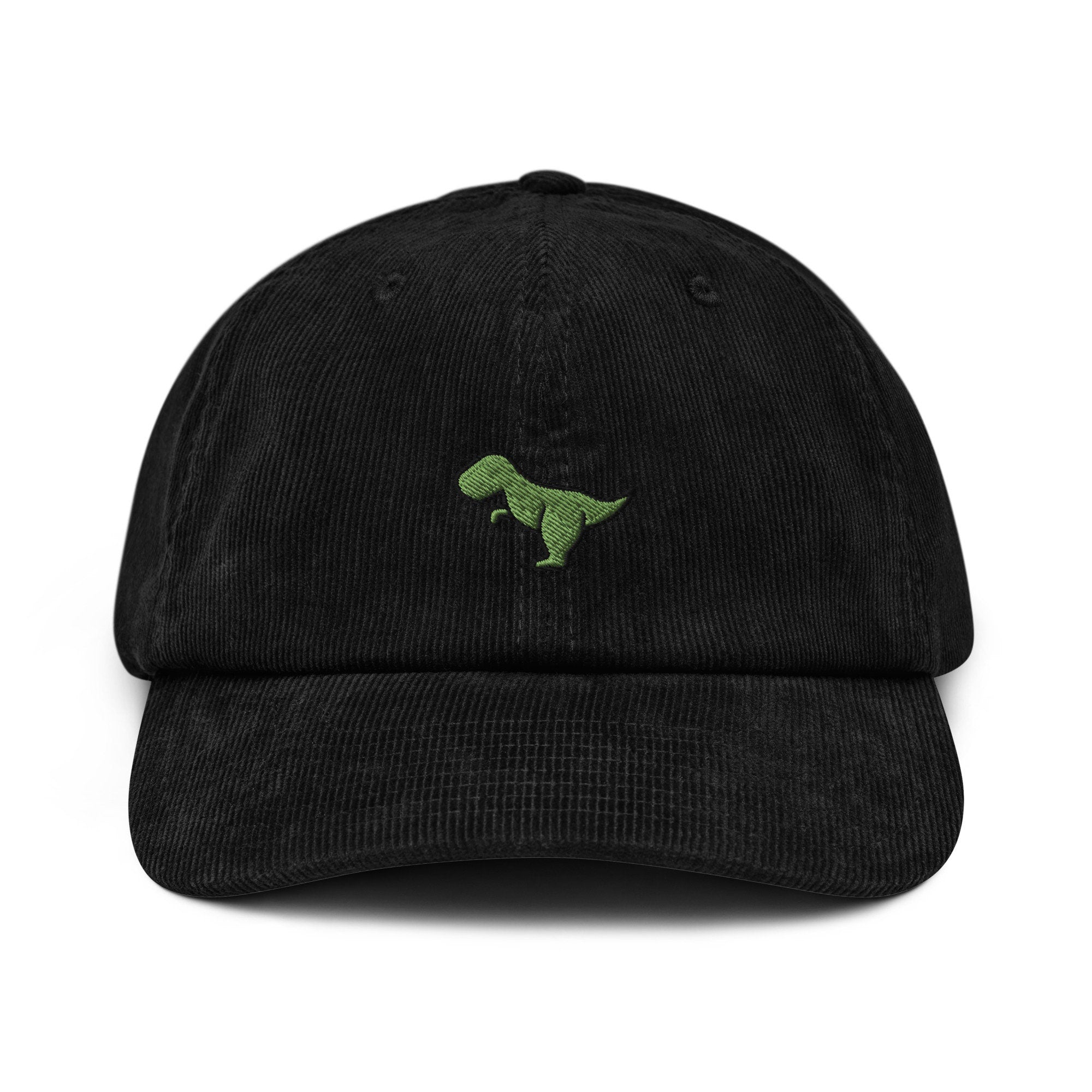 T-Rex Corduroy Hat, Handmade Embroidered Corduroy Dad Cap - Multiple Colors