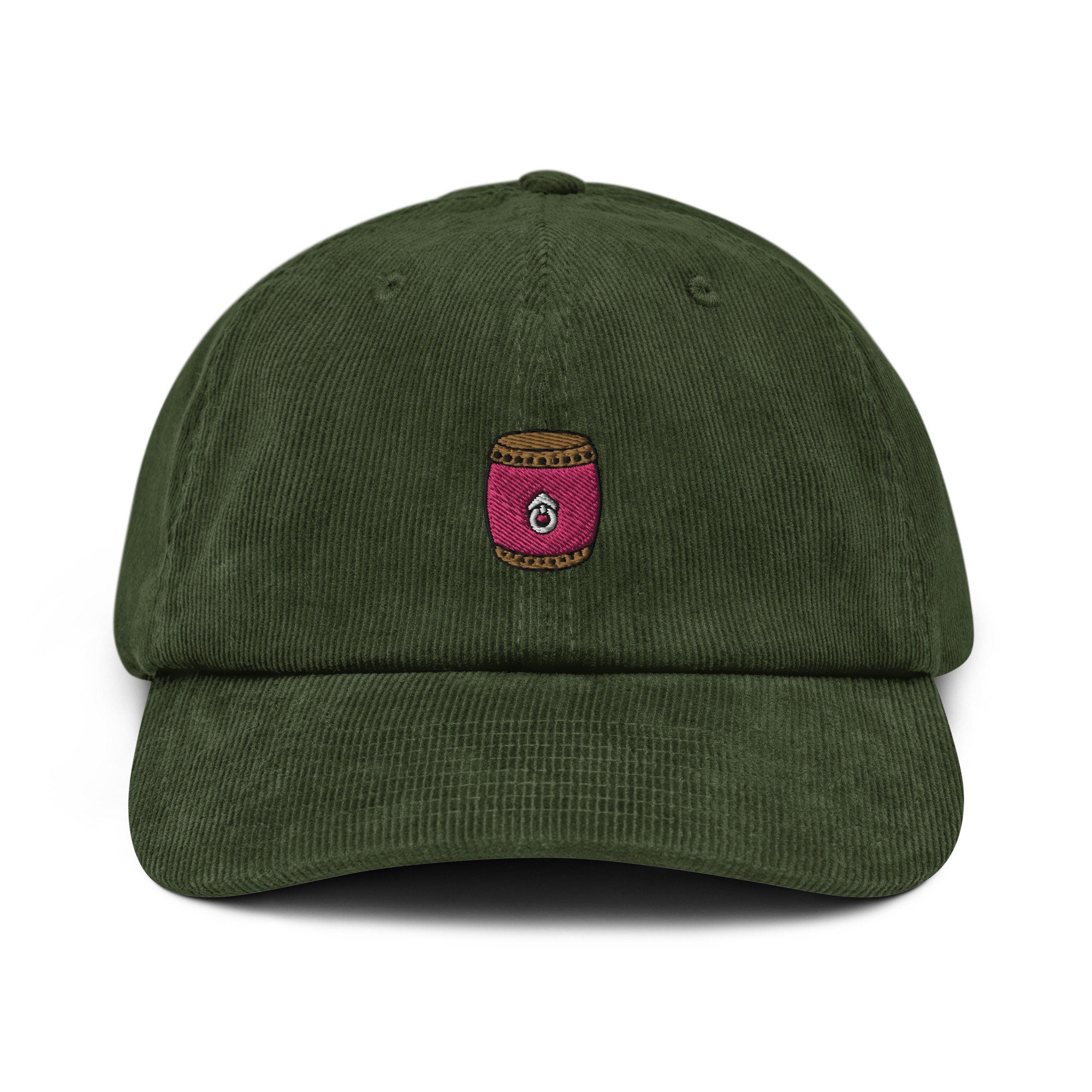 Drum Corduroy Hat, Handmade Embroidered Takio Drum Corduroy Dad Cap - Multiple Colors