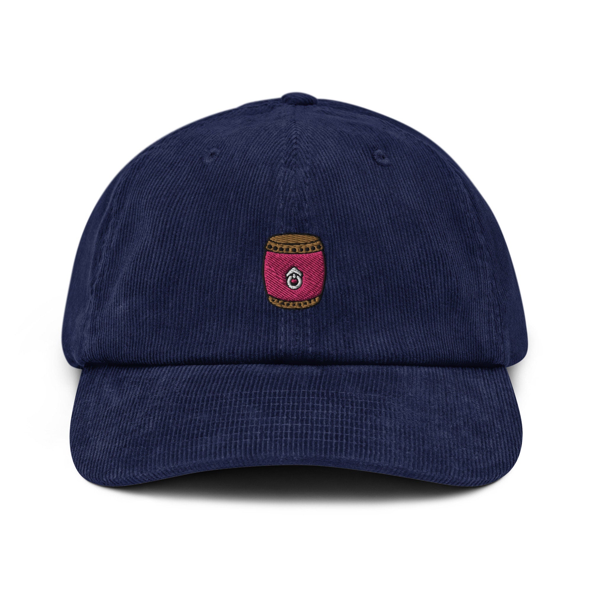 Drum Corduroy Hat, Handmade Embroidered Takio Drum Corduroy Dad Cap - Multiple Colors