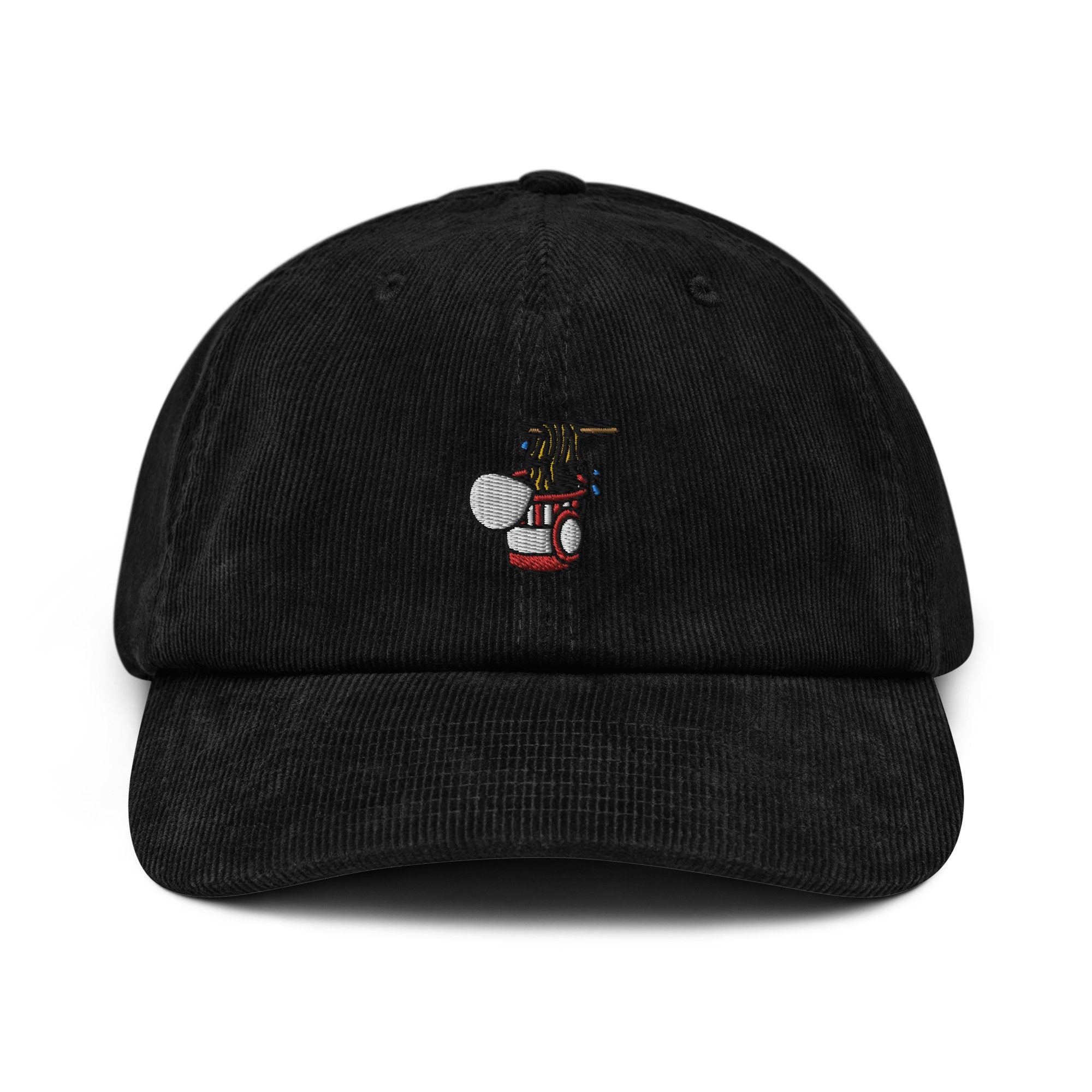 Noodles Corduroy Hat, Handmade Embroidered Corduroy Dad Cap, Instant Noodles - Multiple Colors