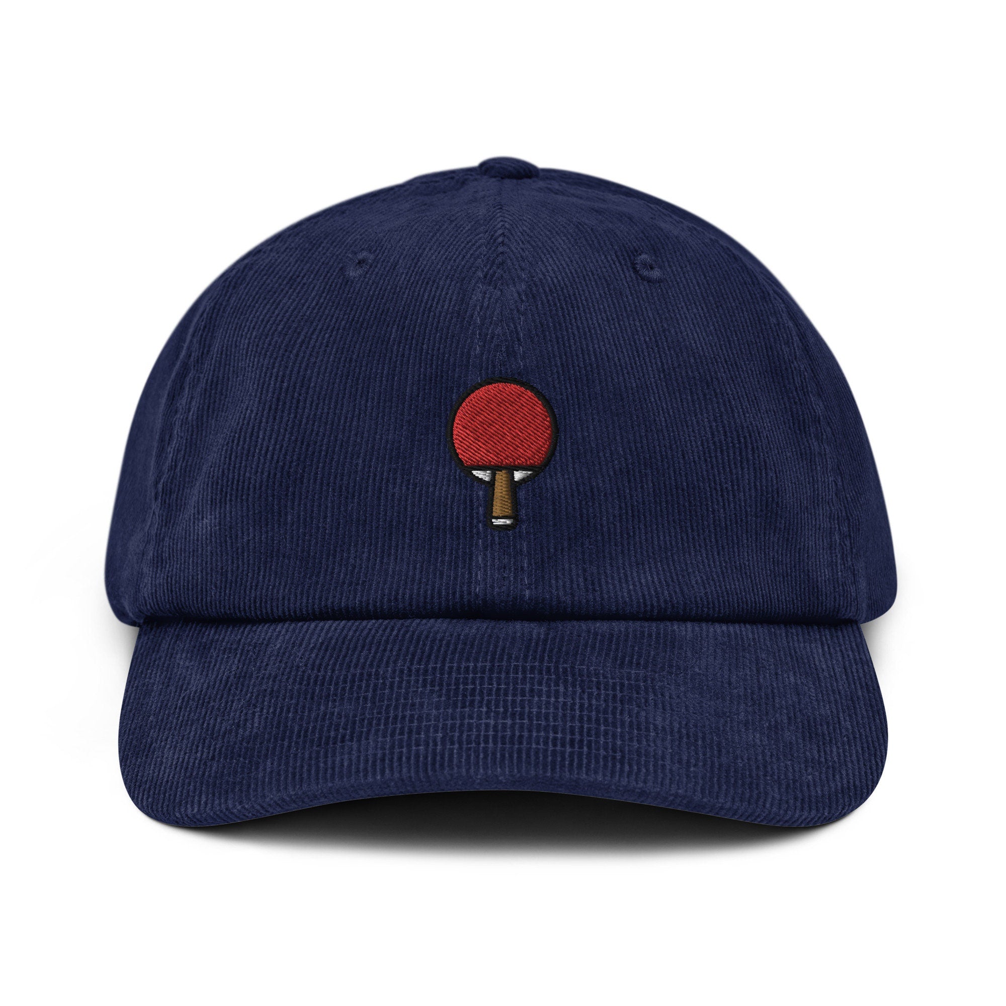 Ping Pong Paddle Corduroy Hat, Handmade Embroidered Corduroy Dad Cap - Multiple Colors