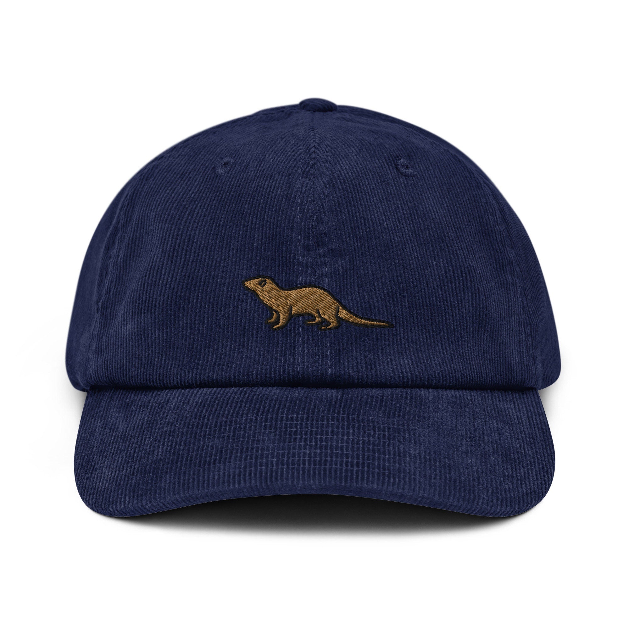 Otter Corduroy Hat, Handmade Embroidered Corduroy Dad Cap - Multiple Colors
