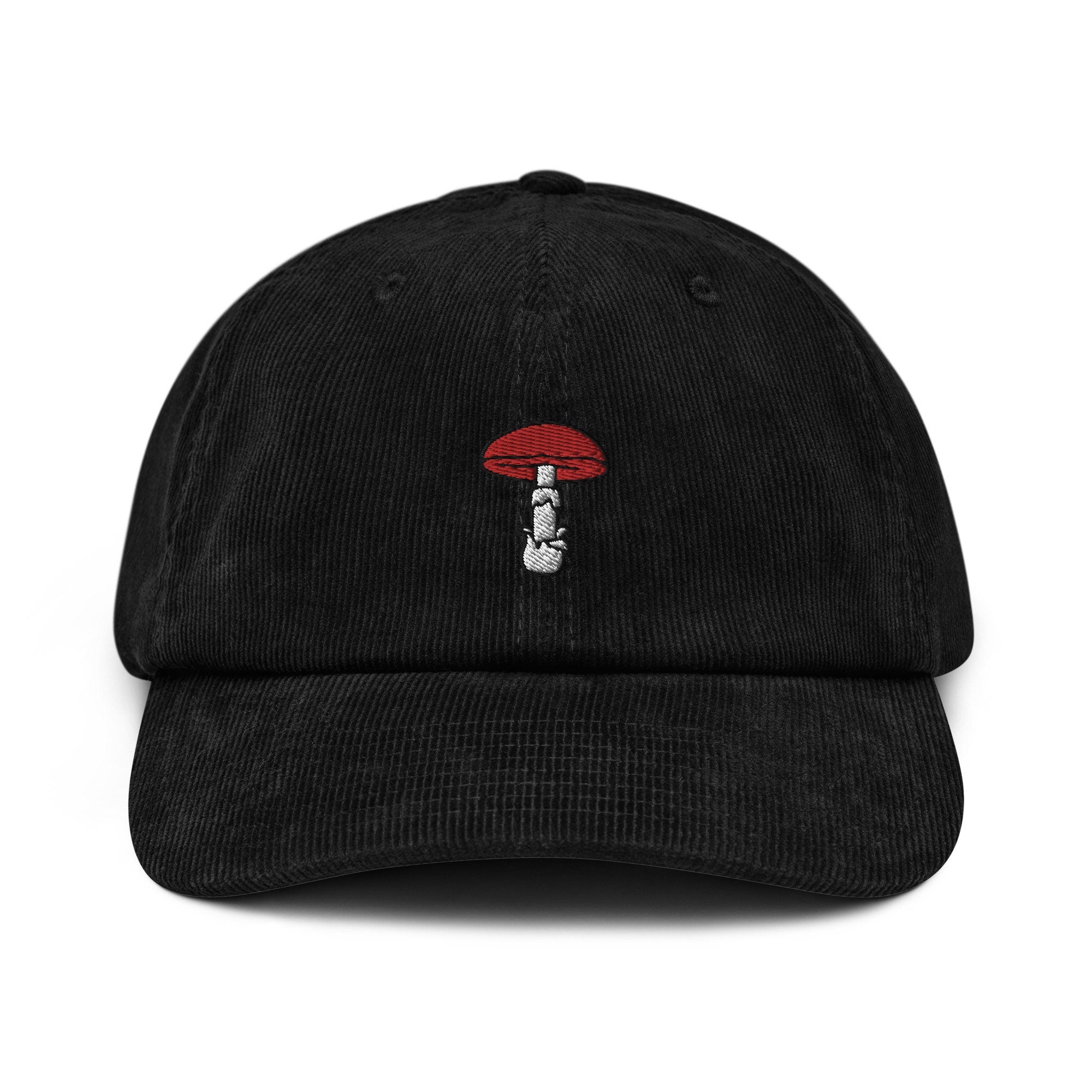 Mushroom Corduroy Hat, Toadstool Handmade Embroidered Corduroy Dad Cap - Multiple Colors