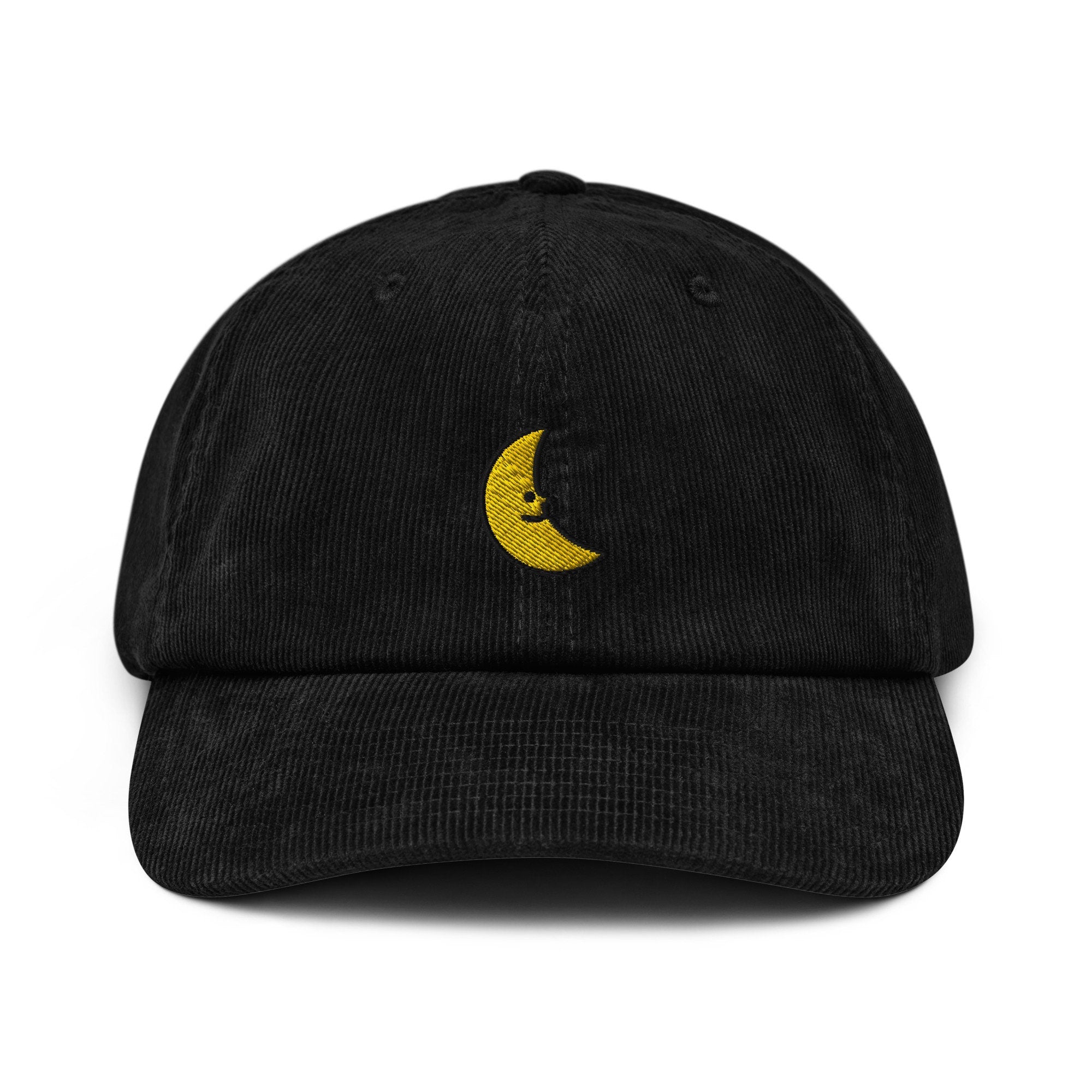 Moon Corduroy Hat, Handmade Embroidered Corduroy Dad Cap - Multiple Colors