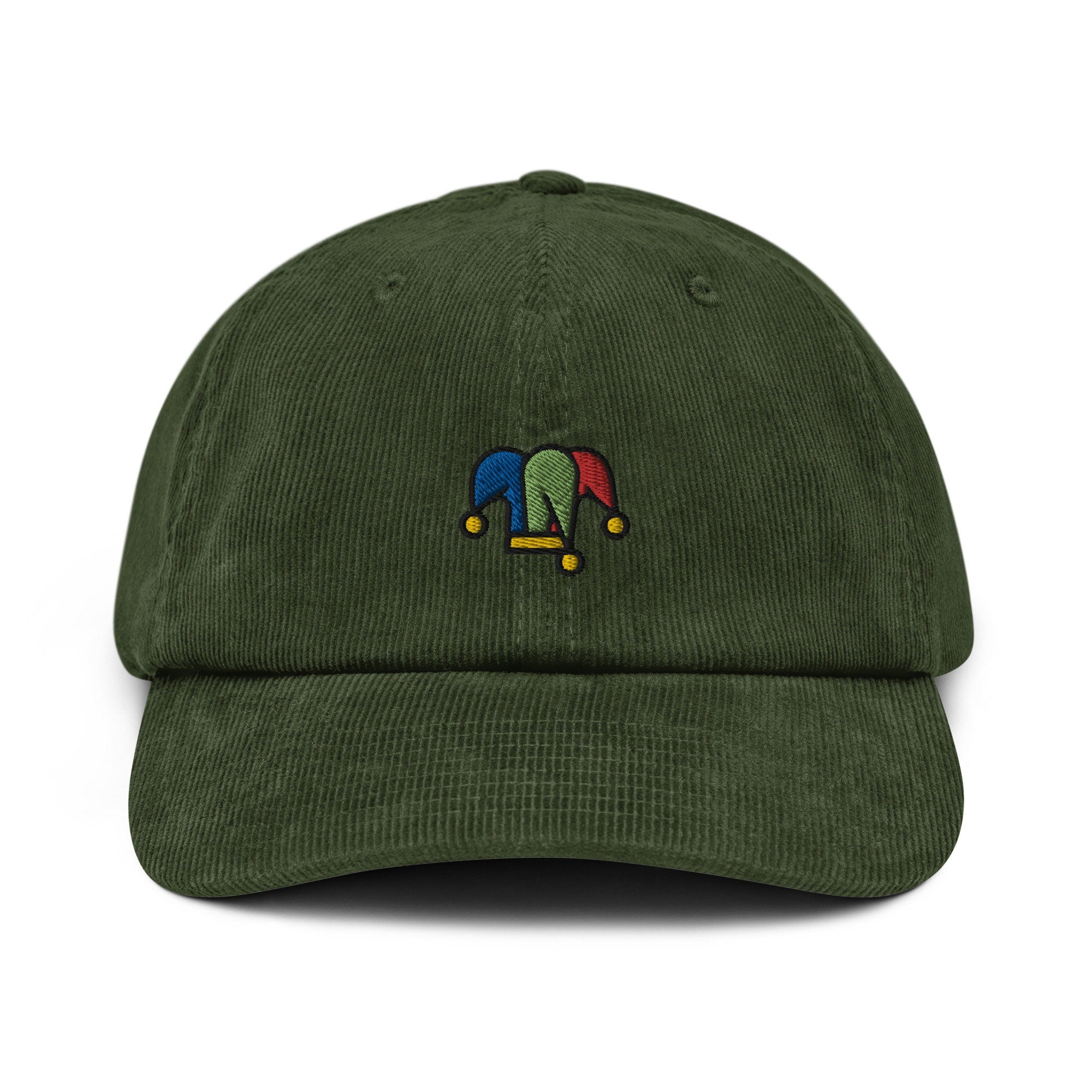 Joker Hat Corduroy Hat, Handmade Embroidered Corduroy Dad Cap - Multiple Colors