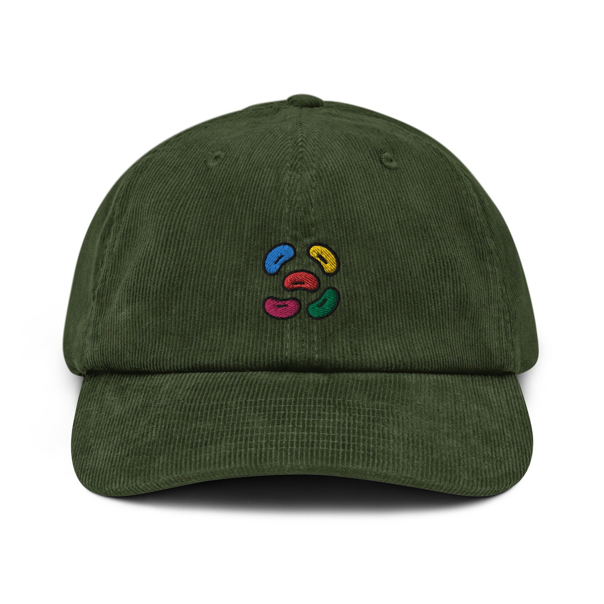 Jellybeans Corduroy Hat, Handmade Embroidered Corduroy Dad Cap - Multiple Colors