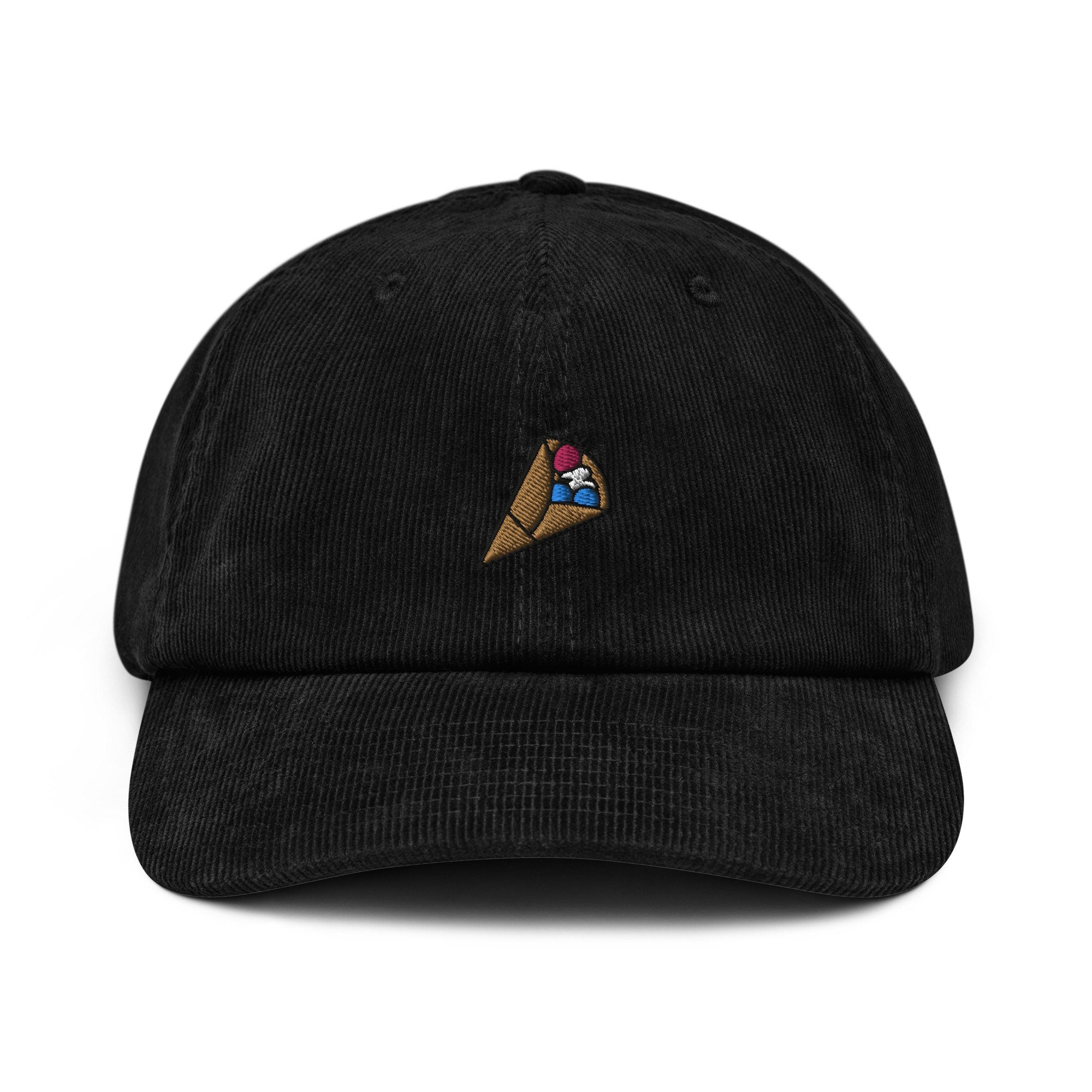 Crepe Corduroy Hat, Handmade Embroidered Corduroy Dad Cap - Multiple Colors