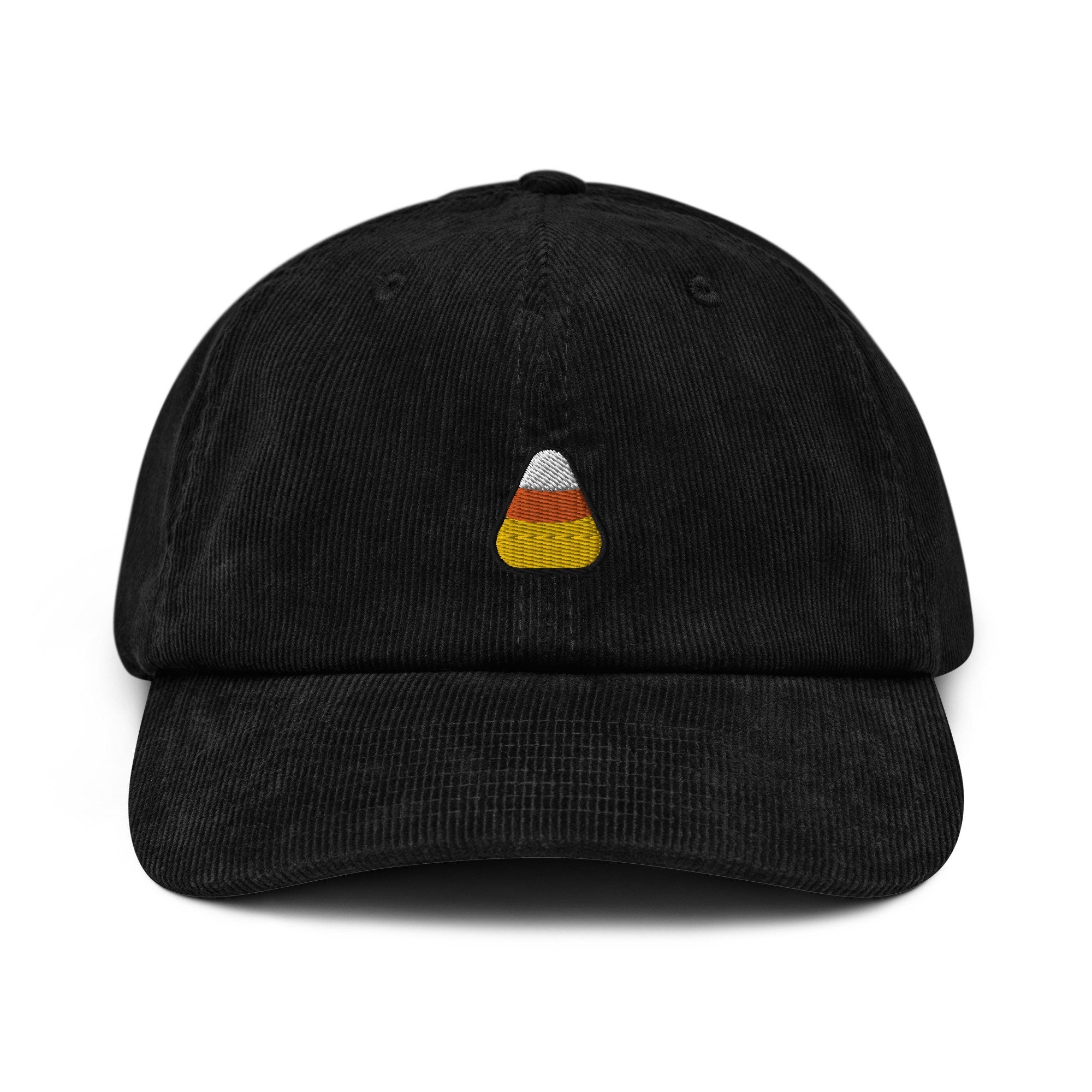 Candy Corn Corduroy Hat, Handmade Embroidered Corduroy Dad Cap - Multiple Colors