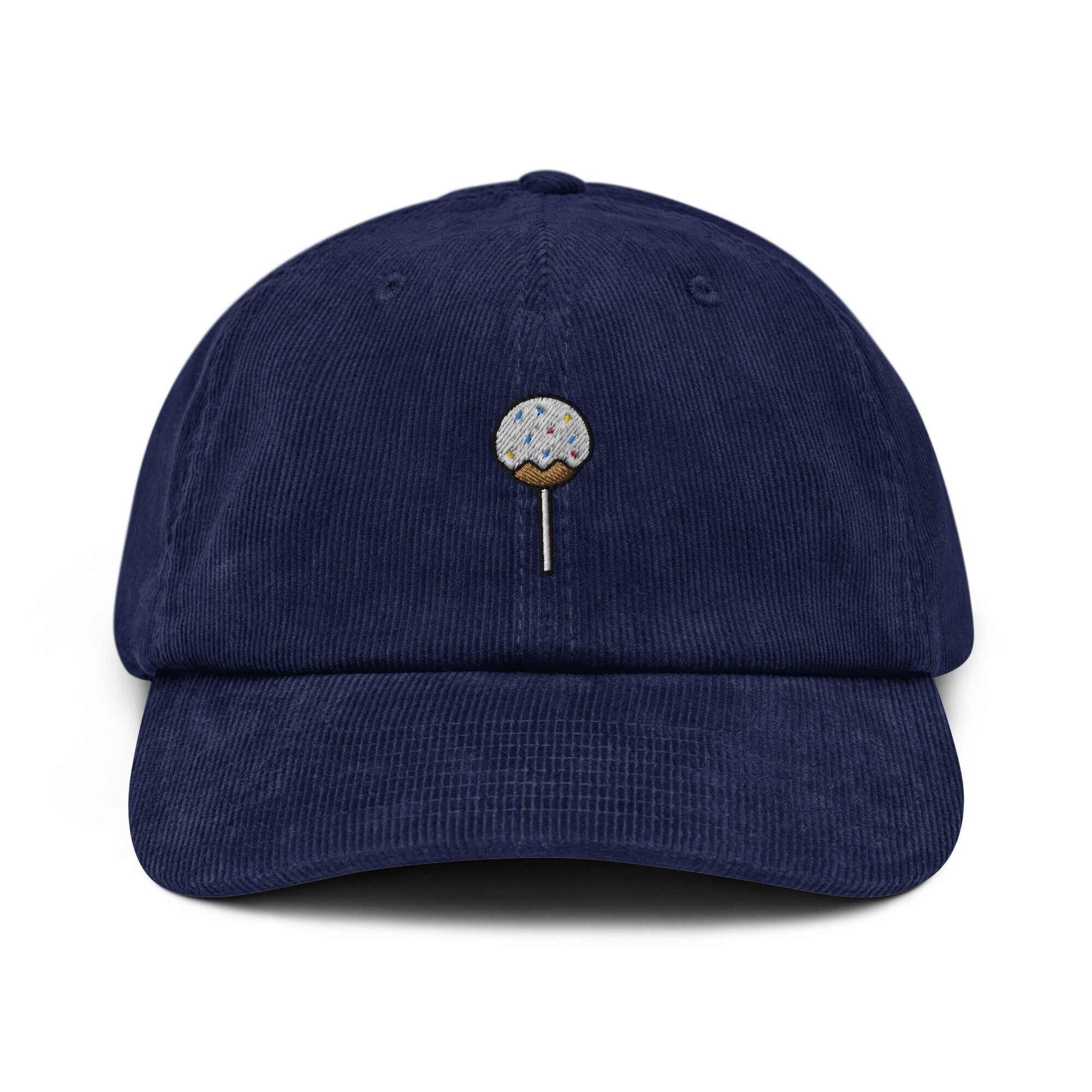 Cake Pop Corduroy Hat, Handmade Embroidered Corduroy Dad Cap - Multiple Colors