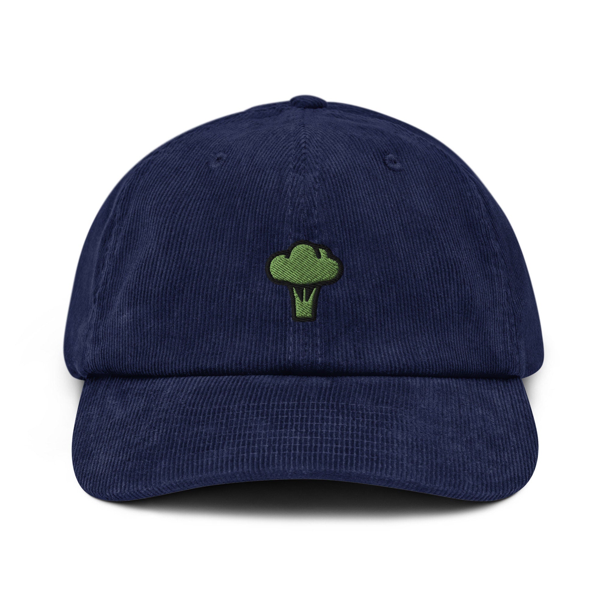 Broccoli Corduroy Hat, Handmade Embroidered Corduroy Dad Cap - Multiple Colors