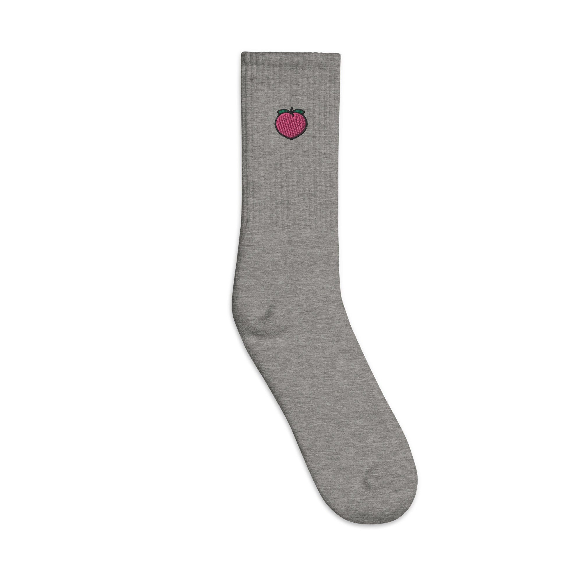 Peach Embroidered Socks, Premium Embroidered Socks, Long Socks Gift - Multiple Colors
