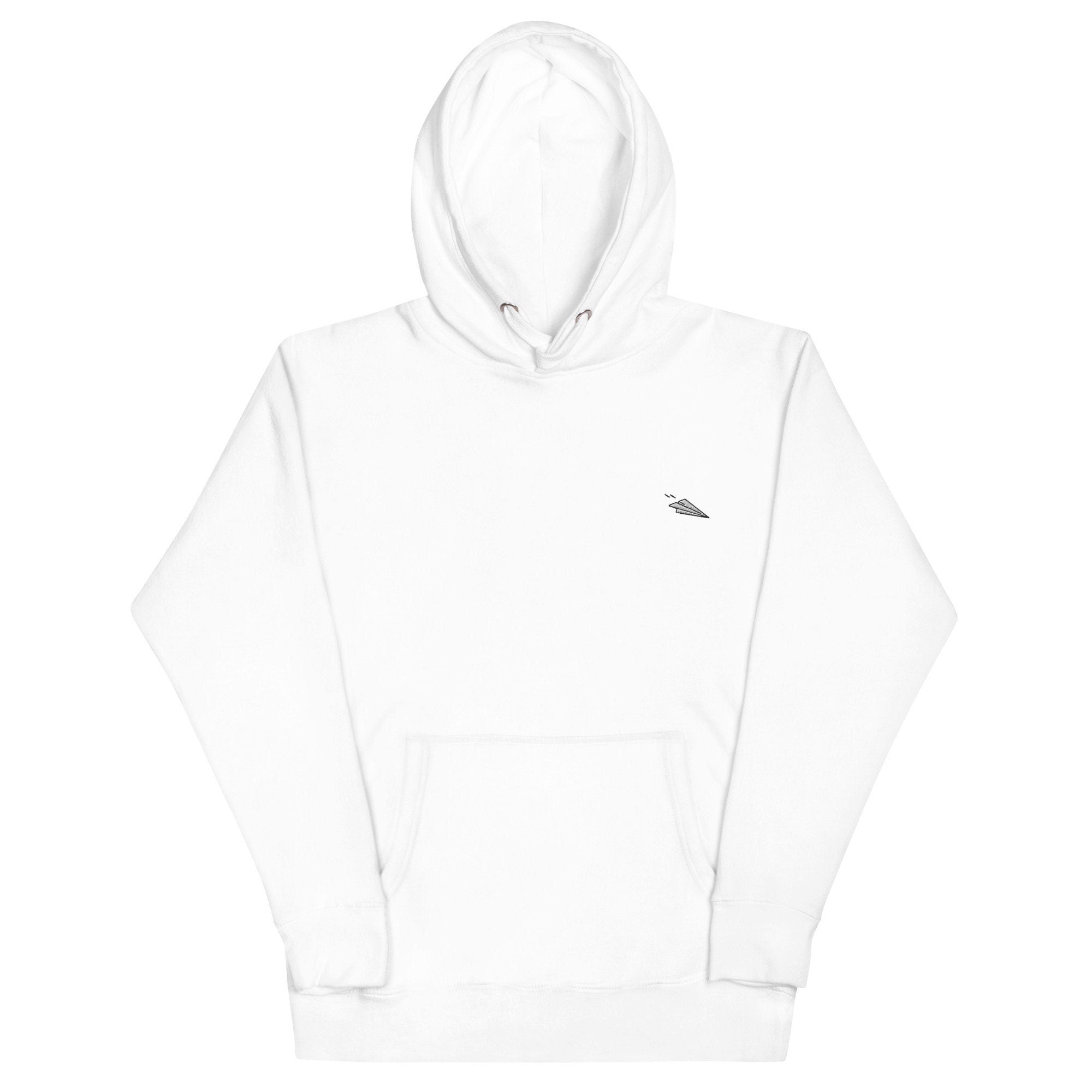Paper Airplane Unisex Hoodie, Handmade Embroidered Hoodie, Premium Hooded Sweater, Hoodie Embroidery - Multiple Colors
