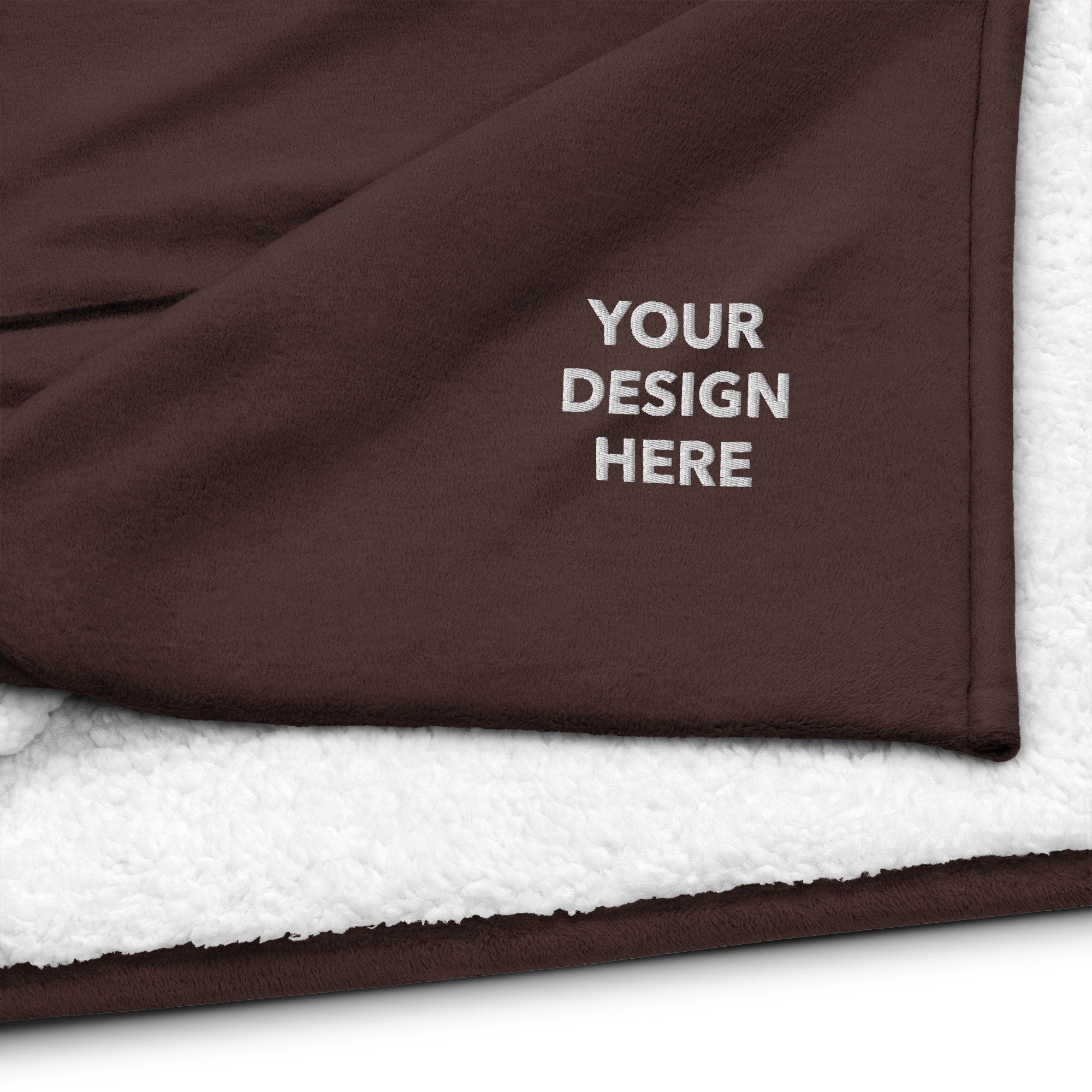 Your Design Text or Logo Sherpa Blanket, Premium Handmade Sherpa Blanket, Personalized Embroidered Sherpa Blanket - Multiple Colors