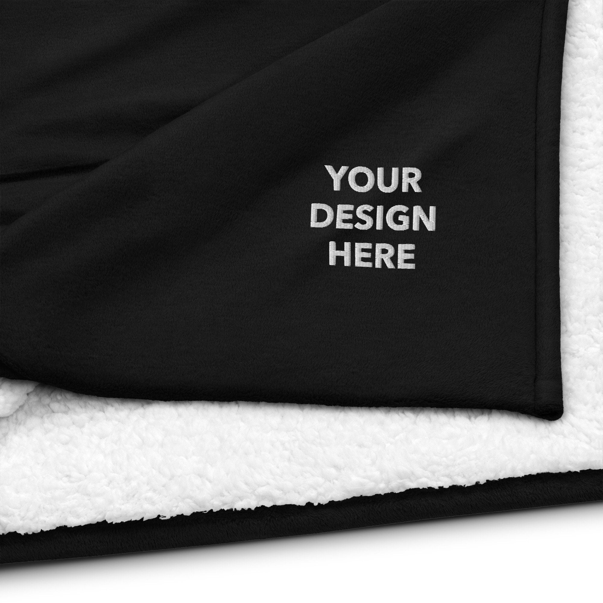 Your Design Text or Logo Sherpa Blanket, Premium Handmade Sherpa Blanket, Personalized Embroidered Sherpa Blanket - Multiple Colors