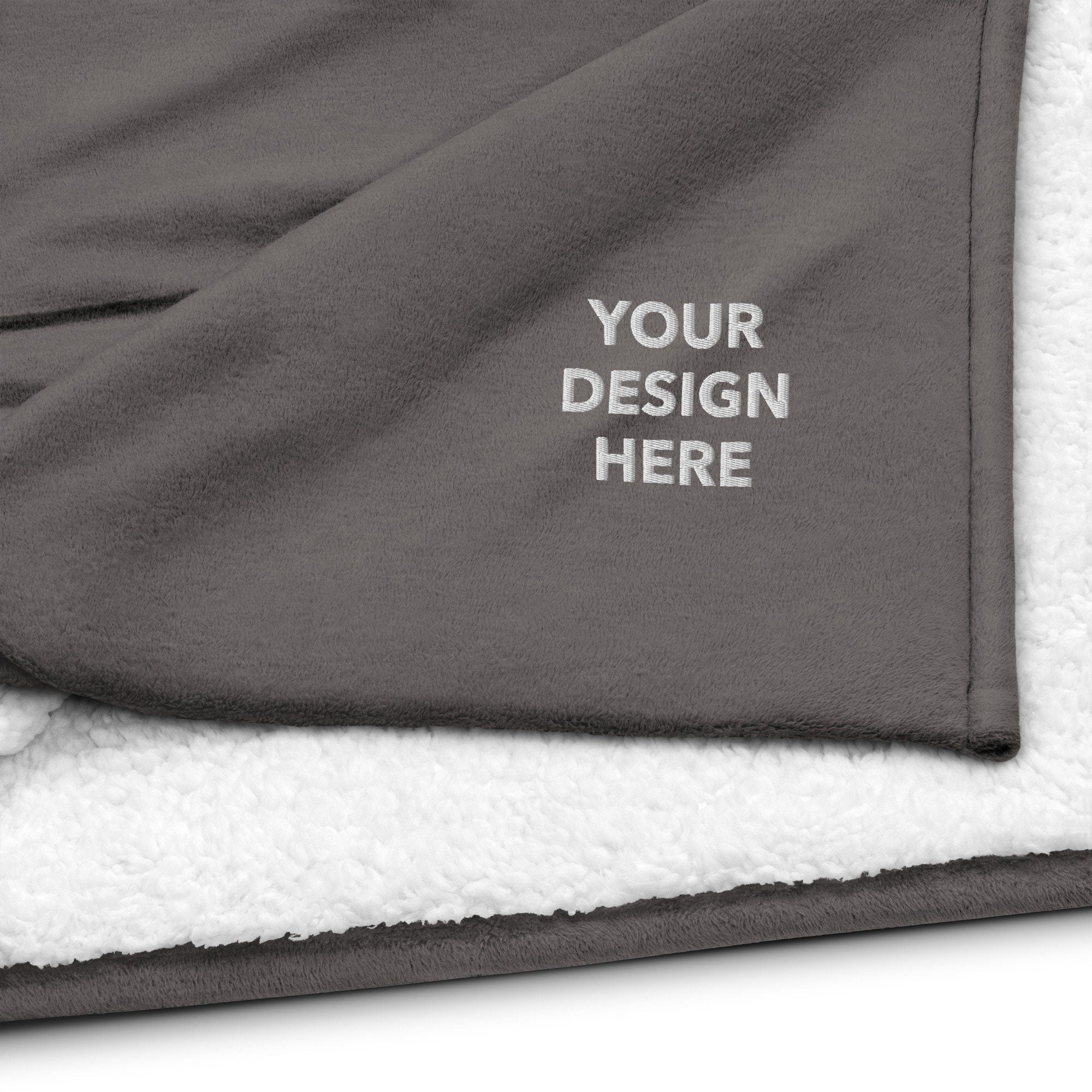 Your Design Text or Logo Sherpa Blanket, Premium Handmade Sherpa Blanket, Personalized Embroidered Sherpa Blanket - Multiple Colors