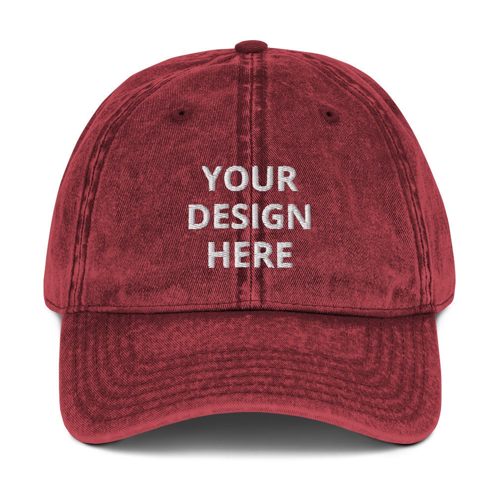 Personalized Embroidered Vintage Hat, Customized Logo Hat, Embroidery With Your Own Text or Design, Cute Handmade Custom Aged Cap