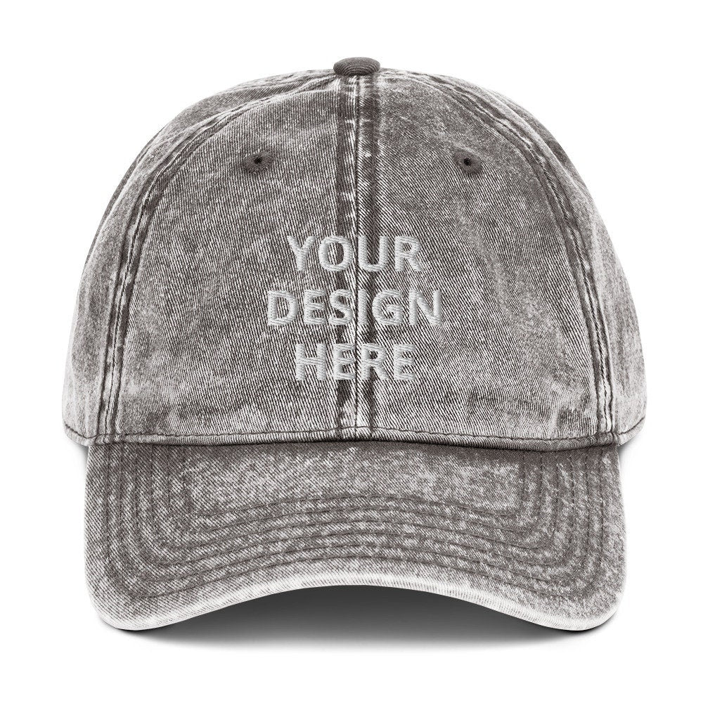 Personalized Embroidered Vintage Hat, Customized Logo Hat, Embroidery With Your Own Text or Design, Cute Handmade Custom Aged Cap