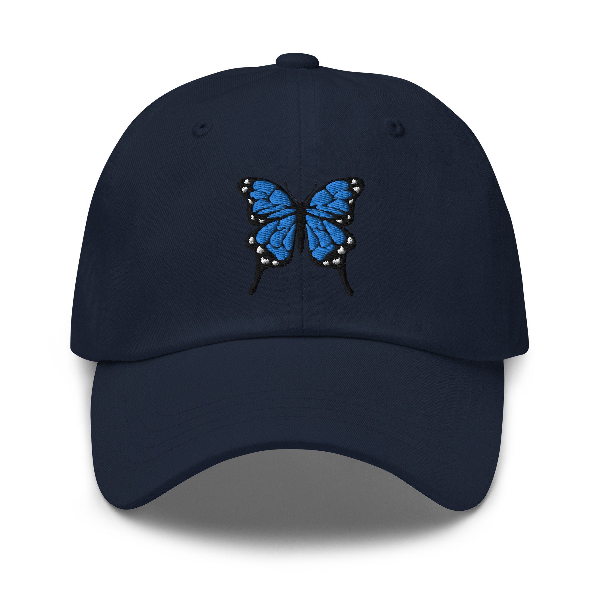 Blue Butterfly Embroidered Dad Hat