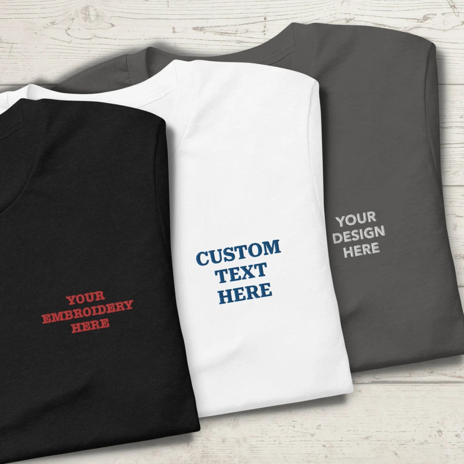 Custom Embroidered T-Shirt, Personalized Mens Short-Sleeve Tee, Customized Shirt Own Text or Design, Handmade Custom Mens Embroidered Shirt